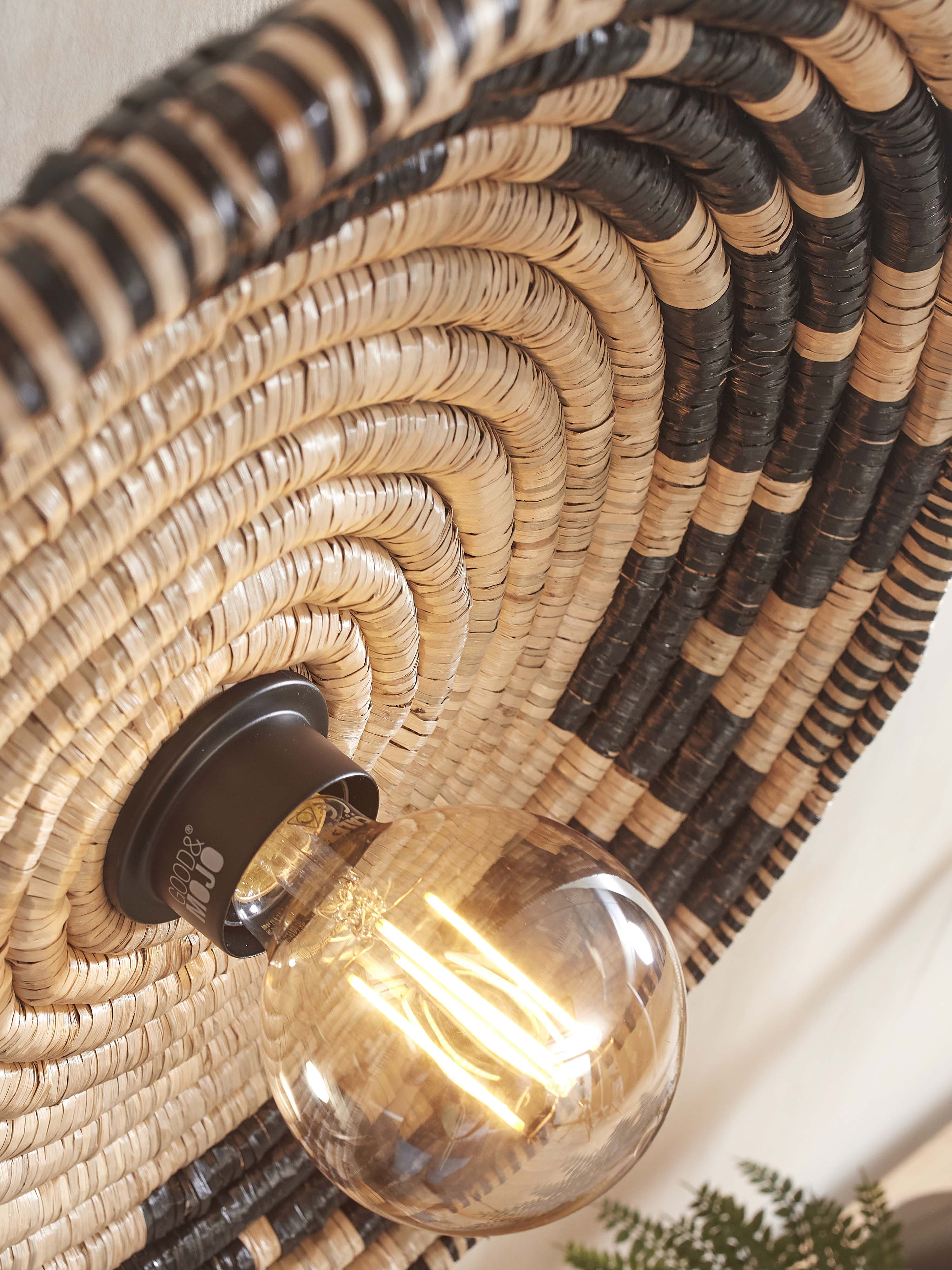 GOOD&MOJO Plafondlamp 'Andros' Zeegras, 45cm, kleur Zwart/Naturel