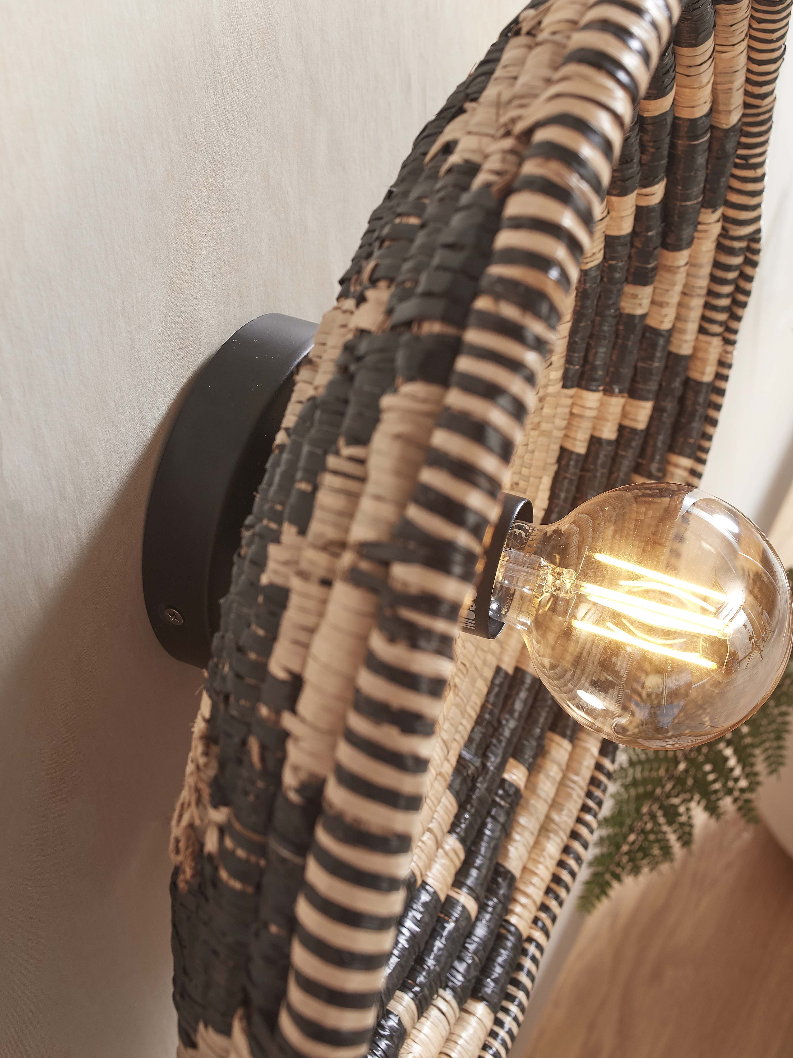 GOOD&MOJO Plafondlamp 'Andros' Zeegras, 45cm, kleur Zwart/Naturel