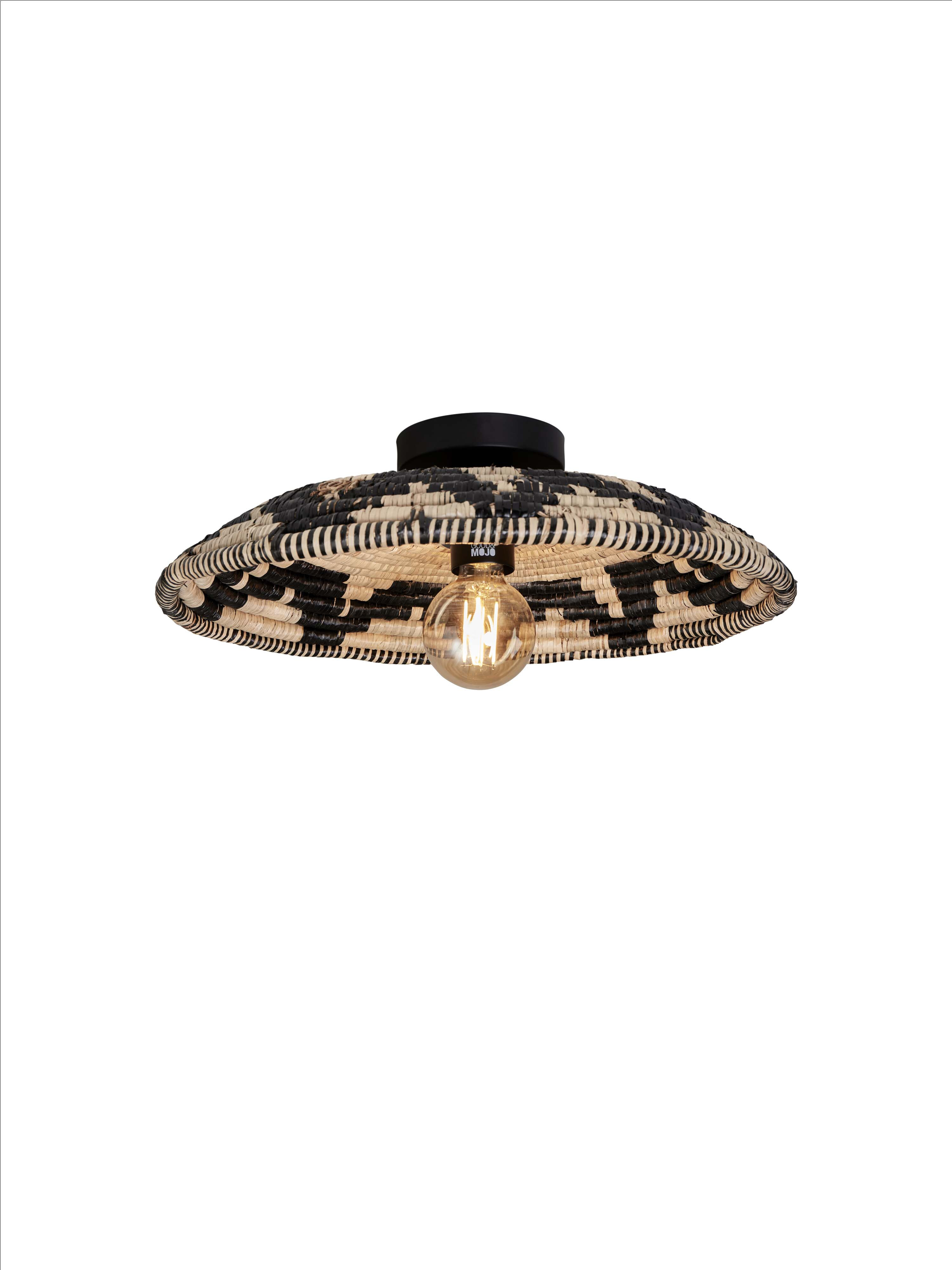 GOOD&MOJO Plafondlamp Andros Zeegras, 45cm - Zwart/Naturel