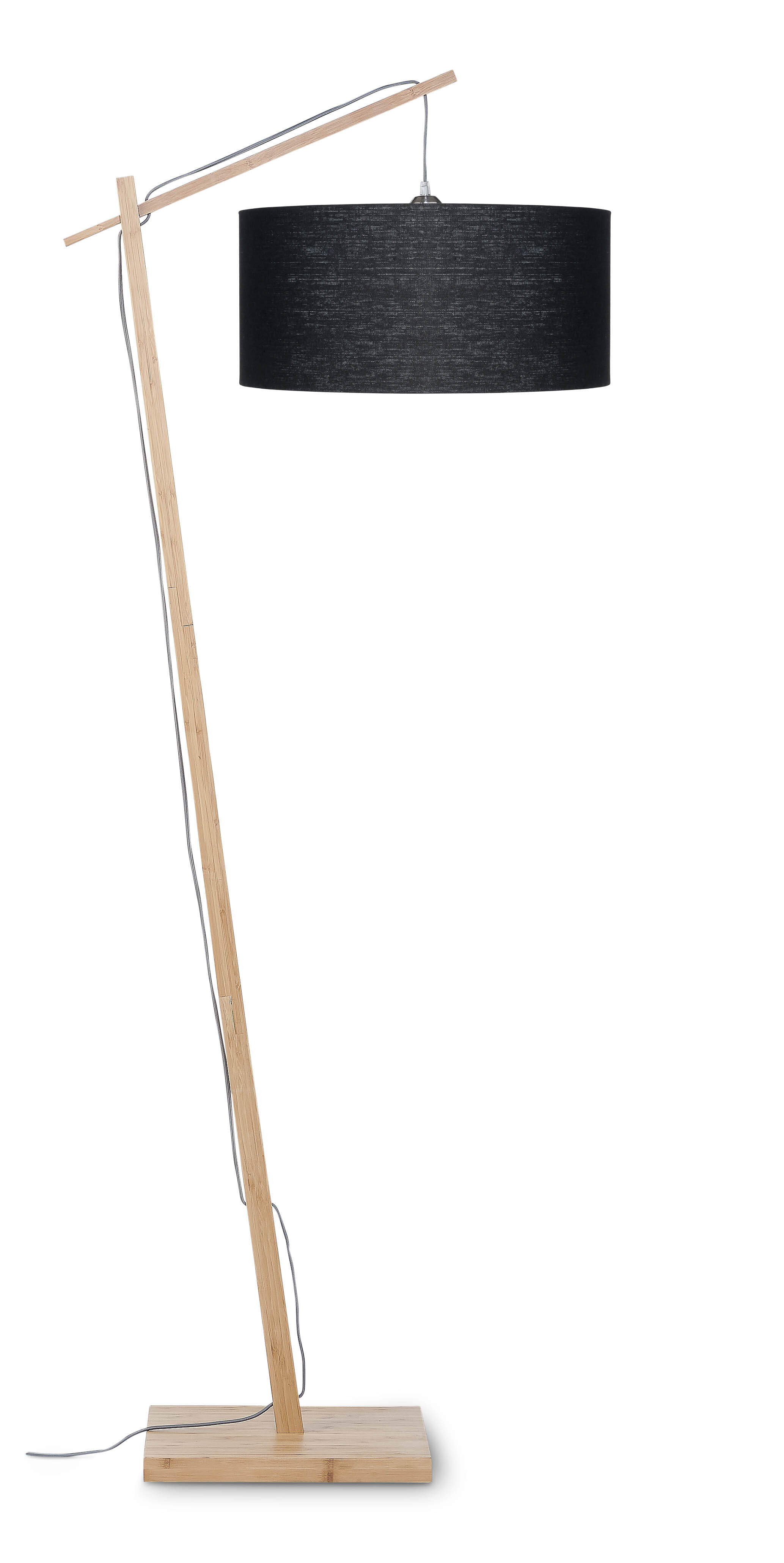 Good&Mojo Vloerlamp 'Andes' Bamboe en Eco linnen, 176cm, kleur Zwart