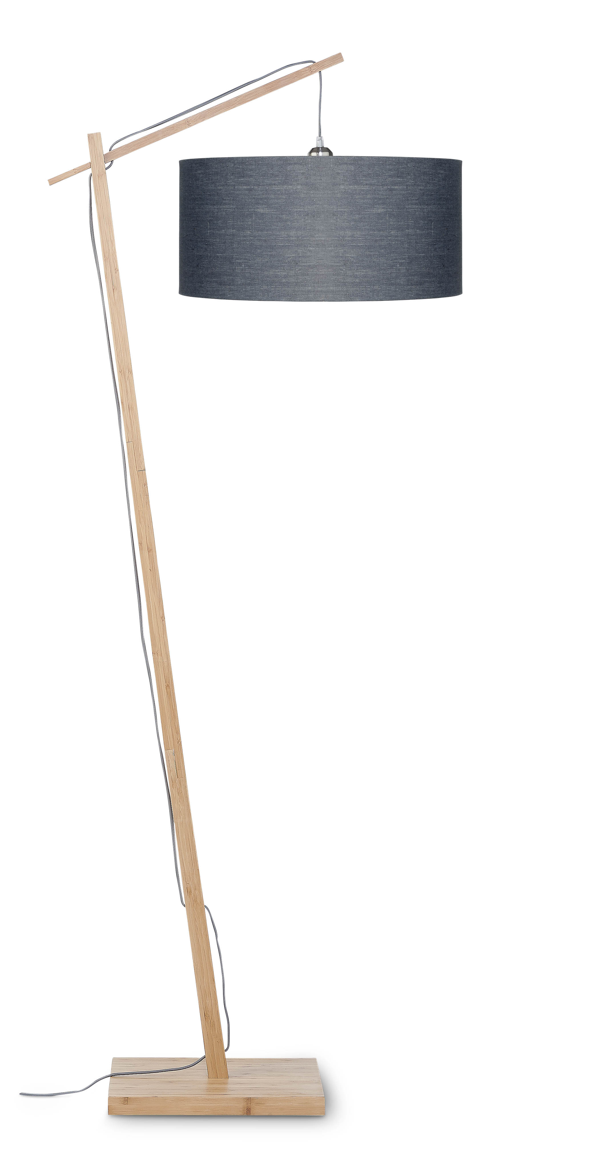 GOOD&MOJO Vloerlamp 'Andes' Bamboe en Eco linnen, 176cm, kleur Donkergrijs