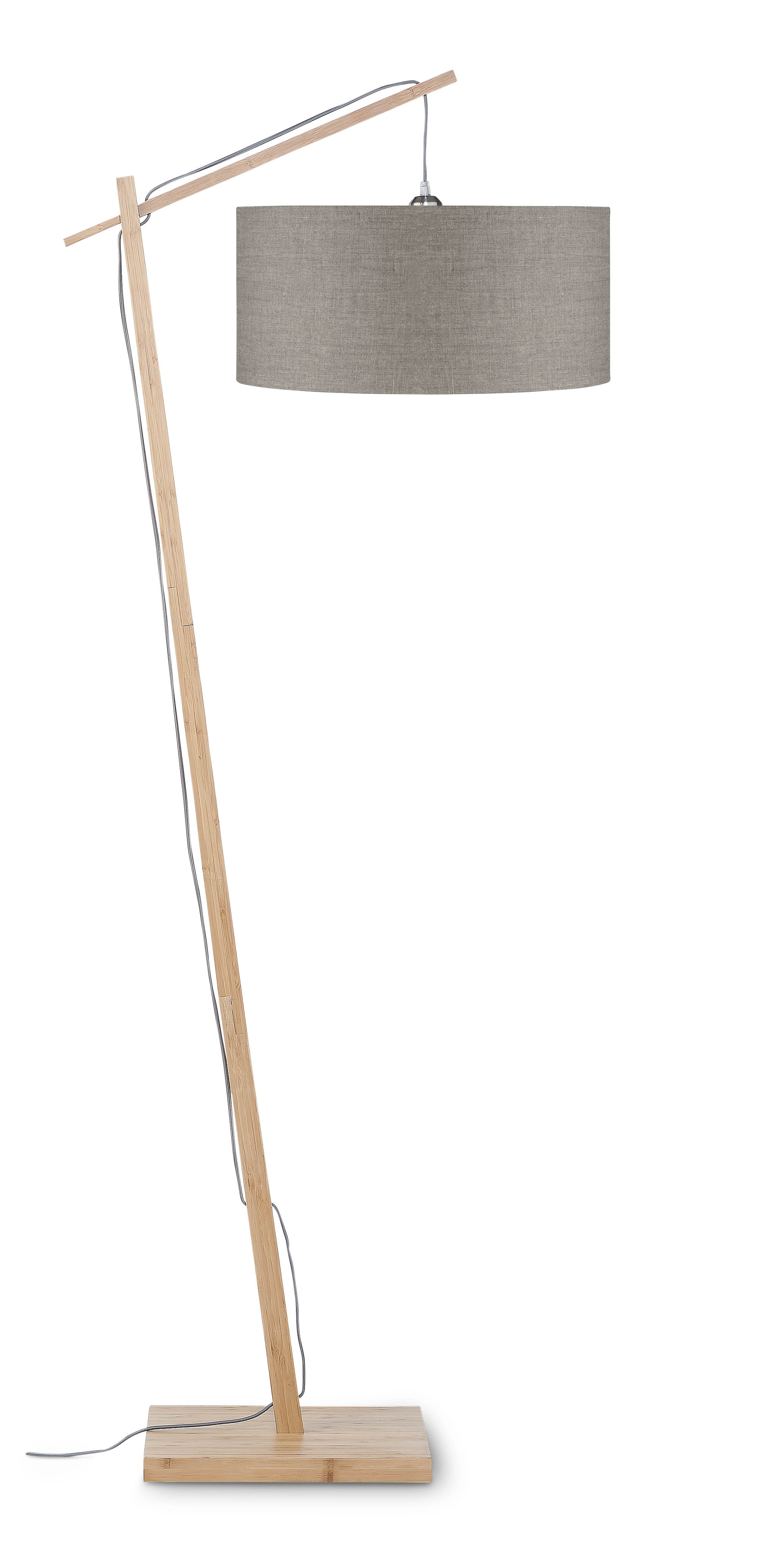 GOOD&MOJO Vloerlamp 'Andes' Bamboe en Eco linnen, 176cm, kleur Donkerbeige