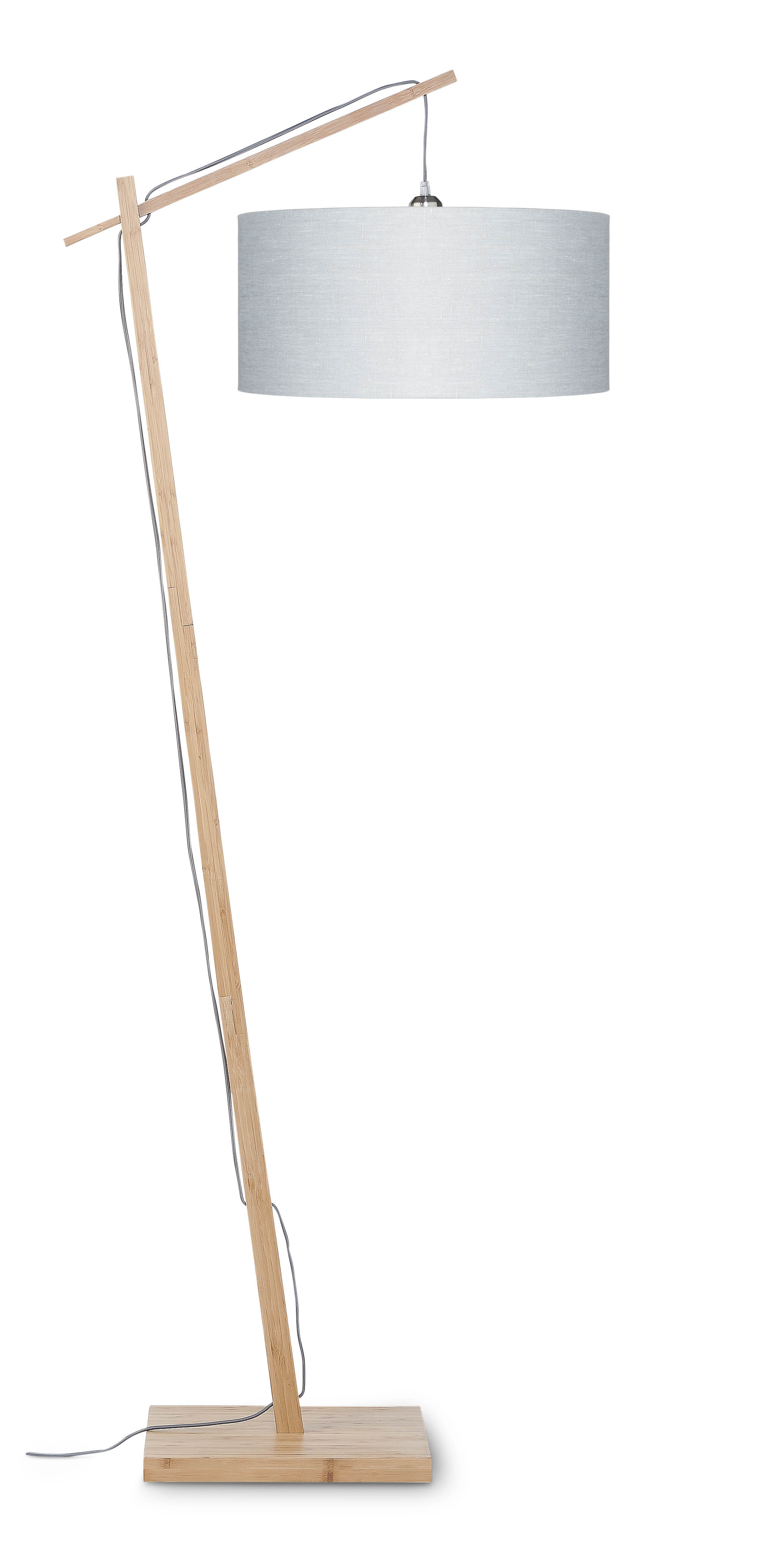 GOOD&MOJO Vloerlamp 'Andes' Bamboe en Eco linnen, 176cm, kleur Lichtgrijs