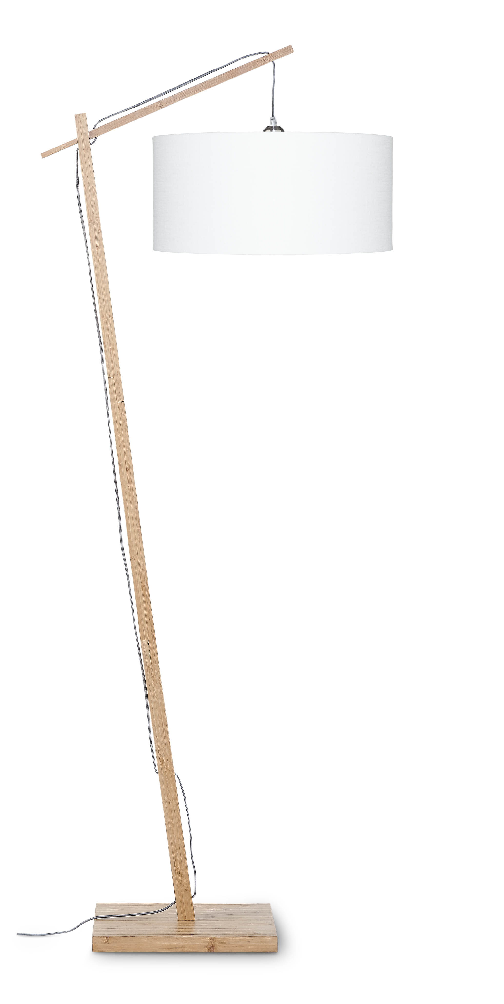 GOOD&MOJO Vloerlamp 'Andes' Bamboe en Eco linnen, 176cm, kleur Wit