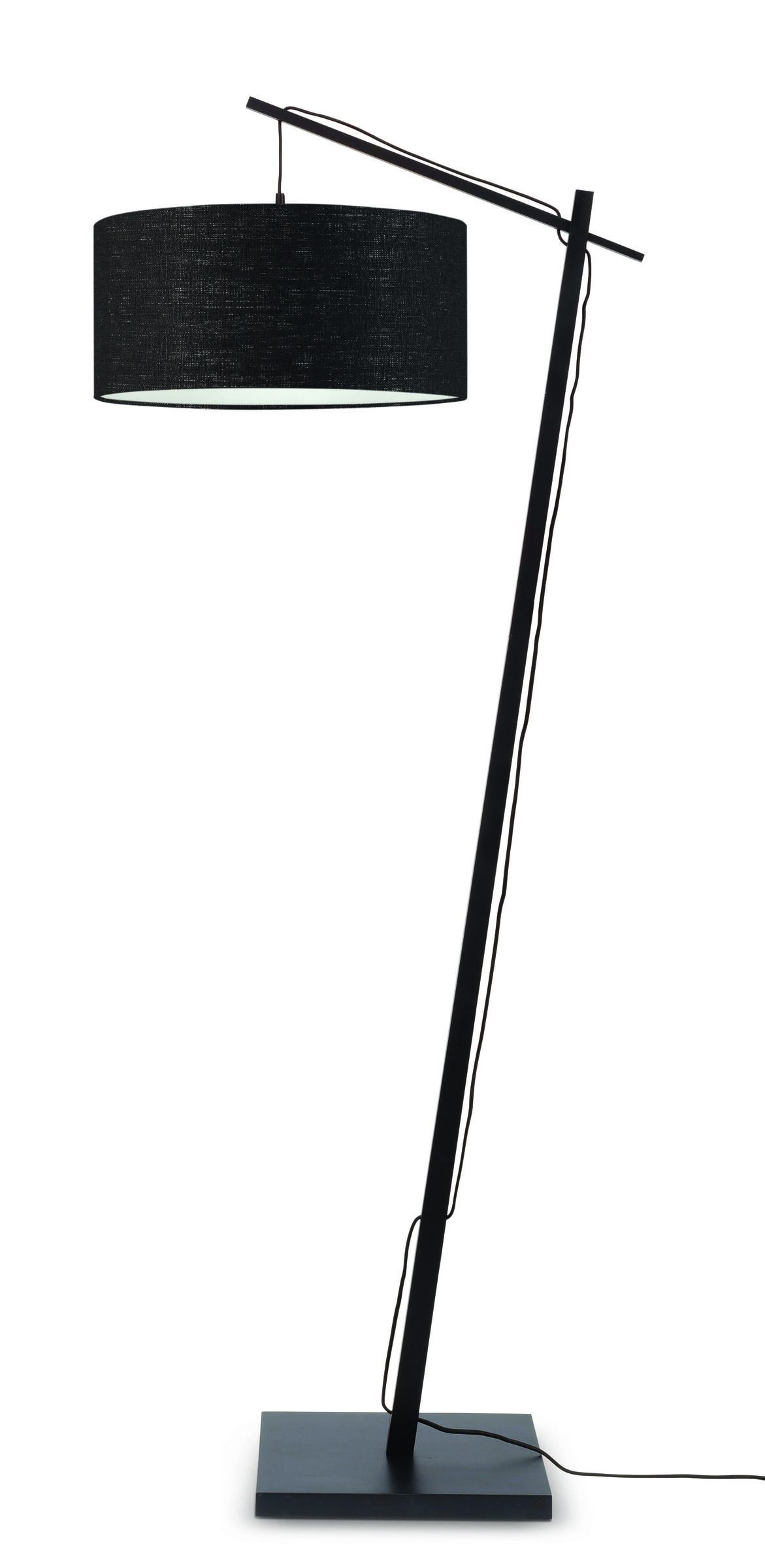 GOOD&MOJO Vloerlamp 'Andes' Bamboe en Eco linnen, 176cm, kleur Zwart