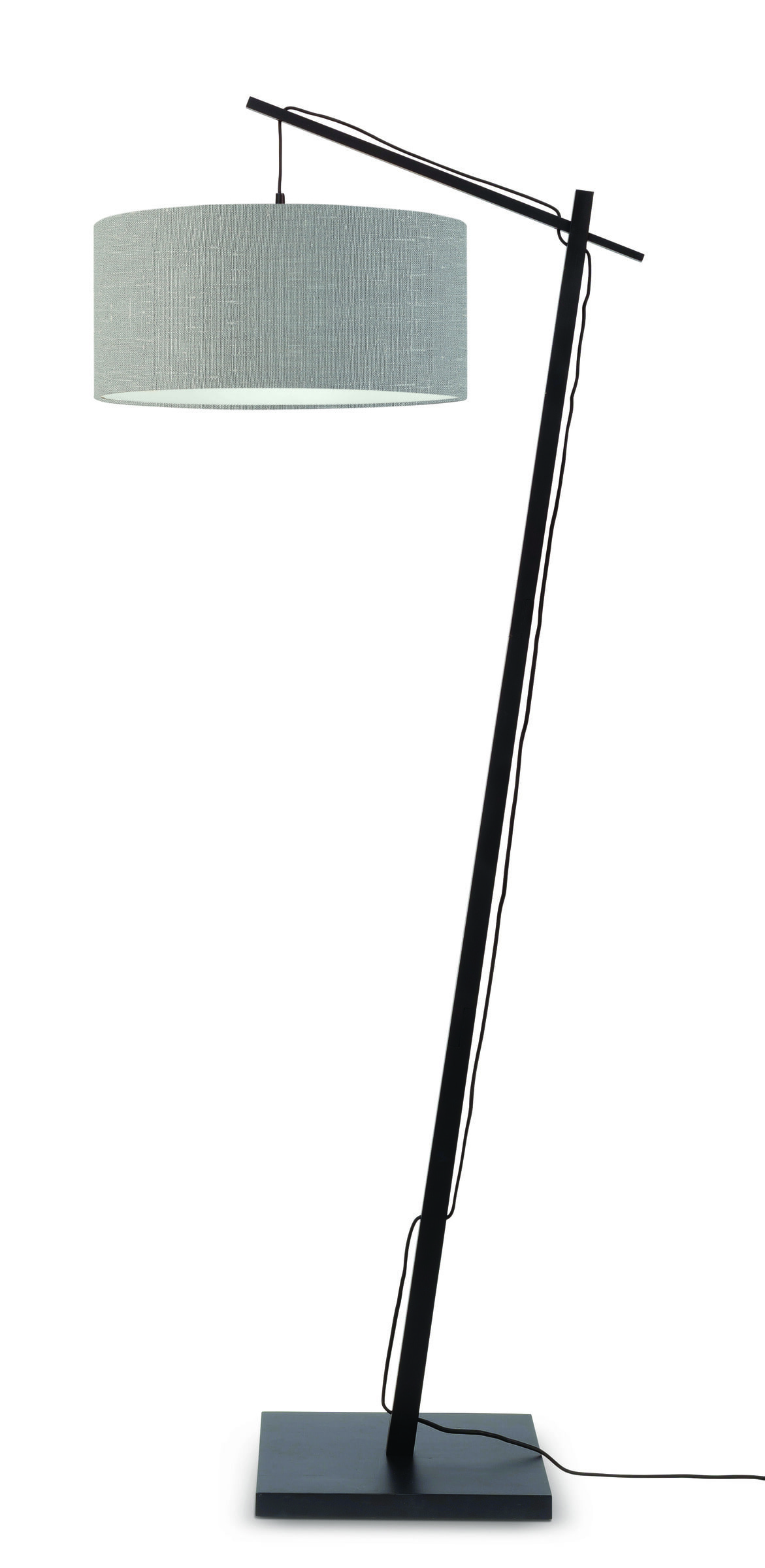 GOOD&MOJO Vloerlamp 'Andes' Bamboe en Eco linnen, 176cm, kleur Lichtgrijs