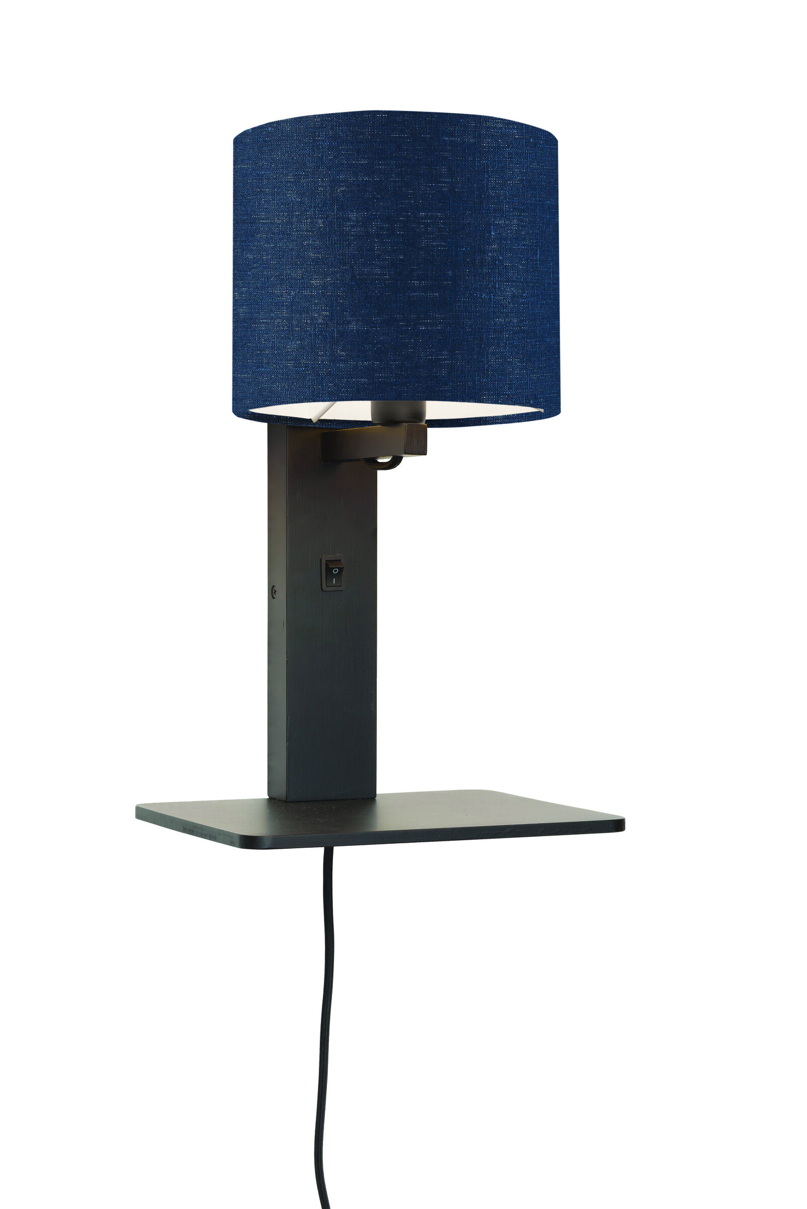 GOOD&MOJO Wandlamp 'Andes' Bamboe en Eco linnen, Met plank, kleur Denimblauw
