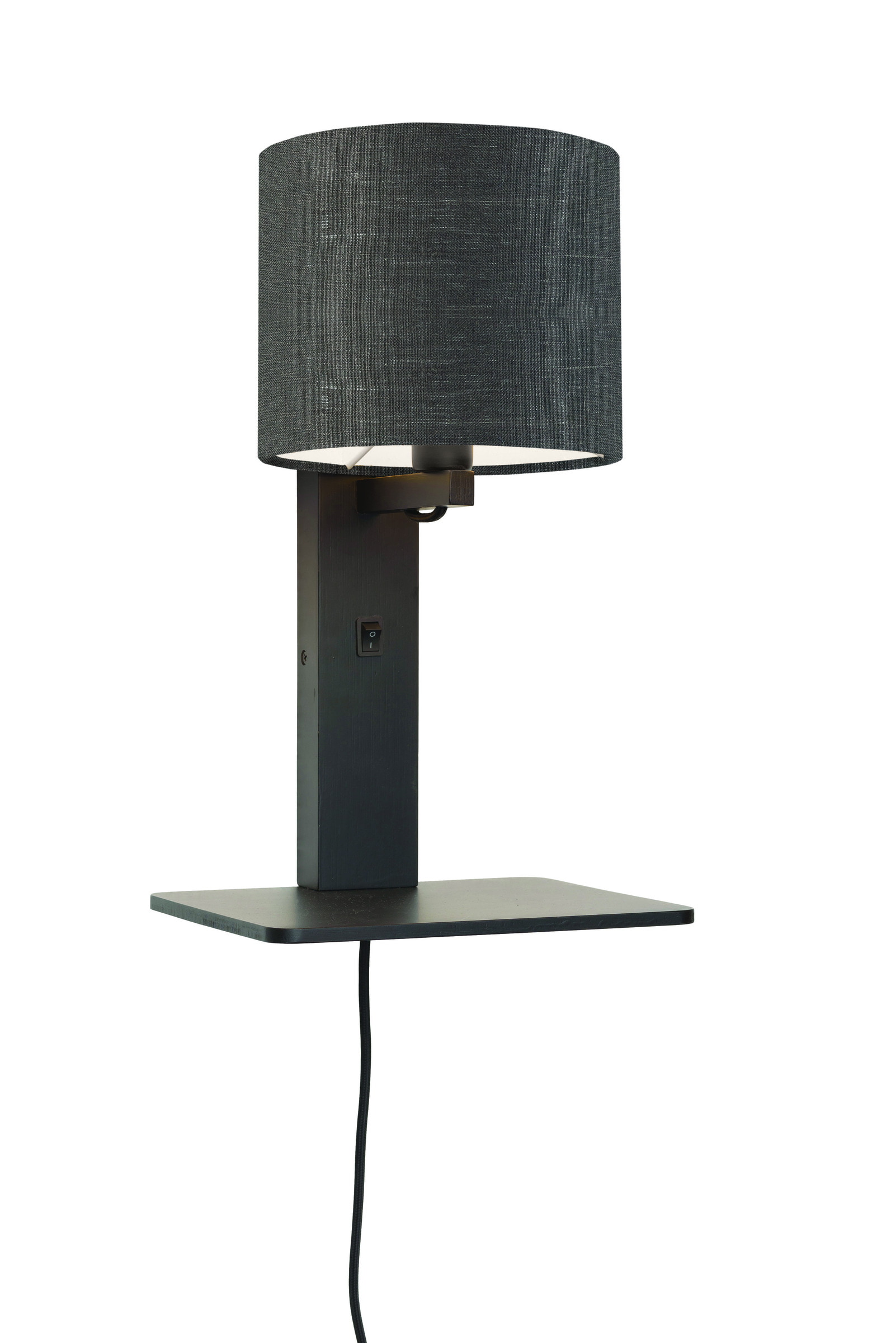 GOOD&MOJO Wandlamp 'Andes' Bamboe en Eco linnen, Met plank, kleur Donkergrijs