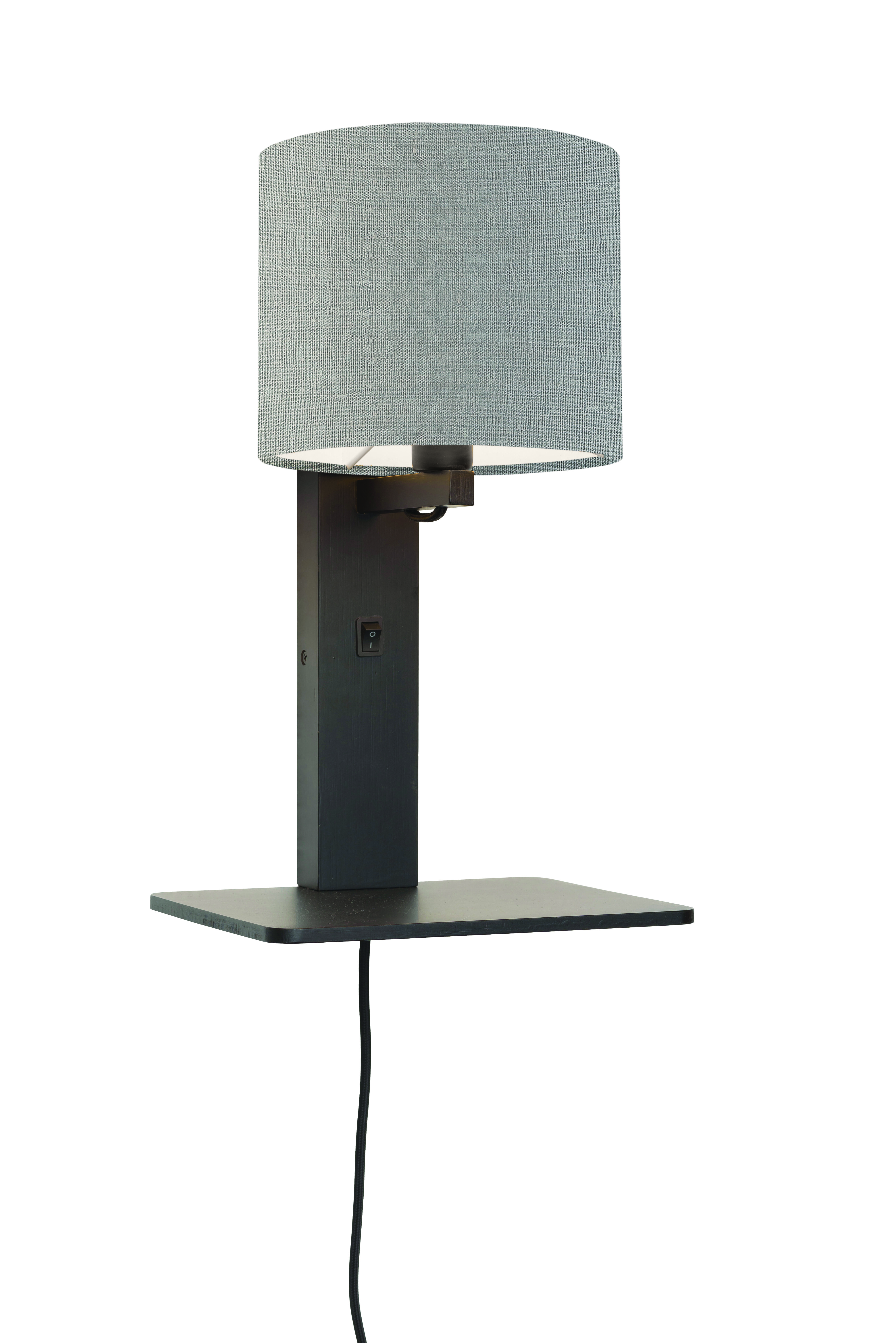 GOOD&MOJO Wandlamp 'Andes' Bamboe en Eco linnen, Met plank, kleur Lichtgrijs