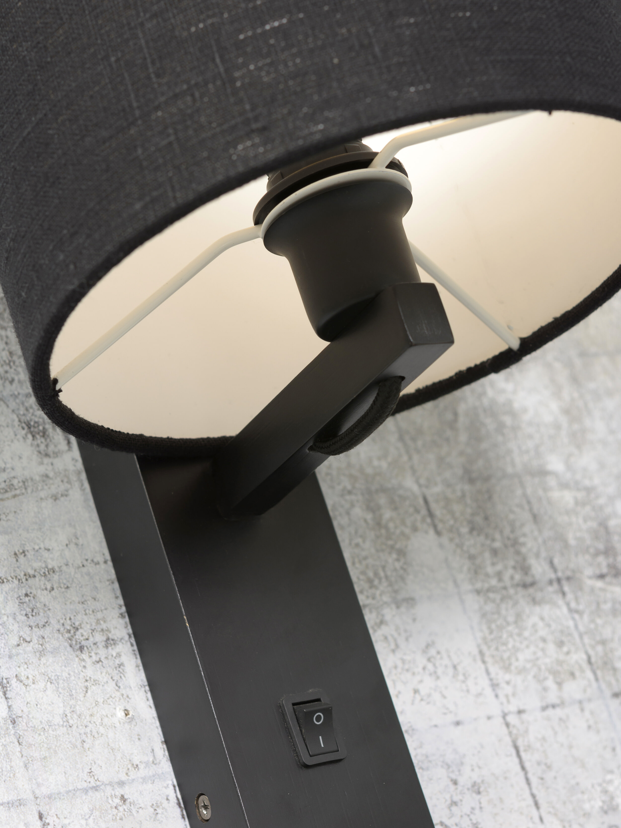 GOOD&MOJO Wandlamp 'Andes' Bamboe en Eco linnen, Met plank, kleur Beige