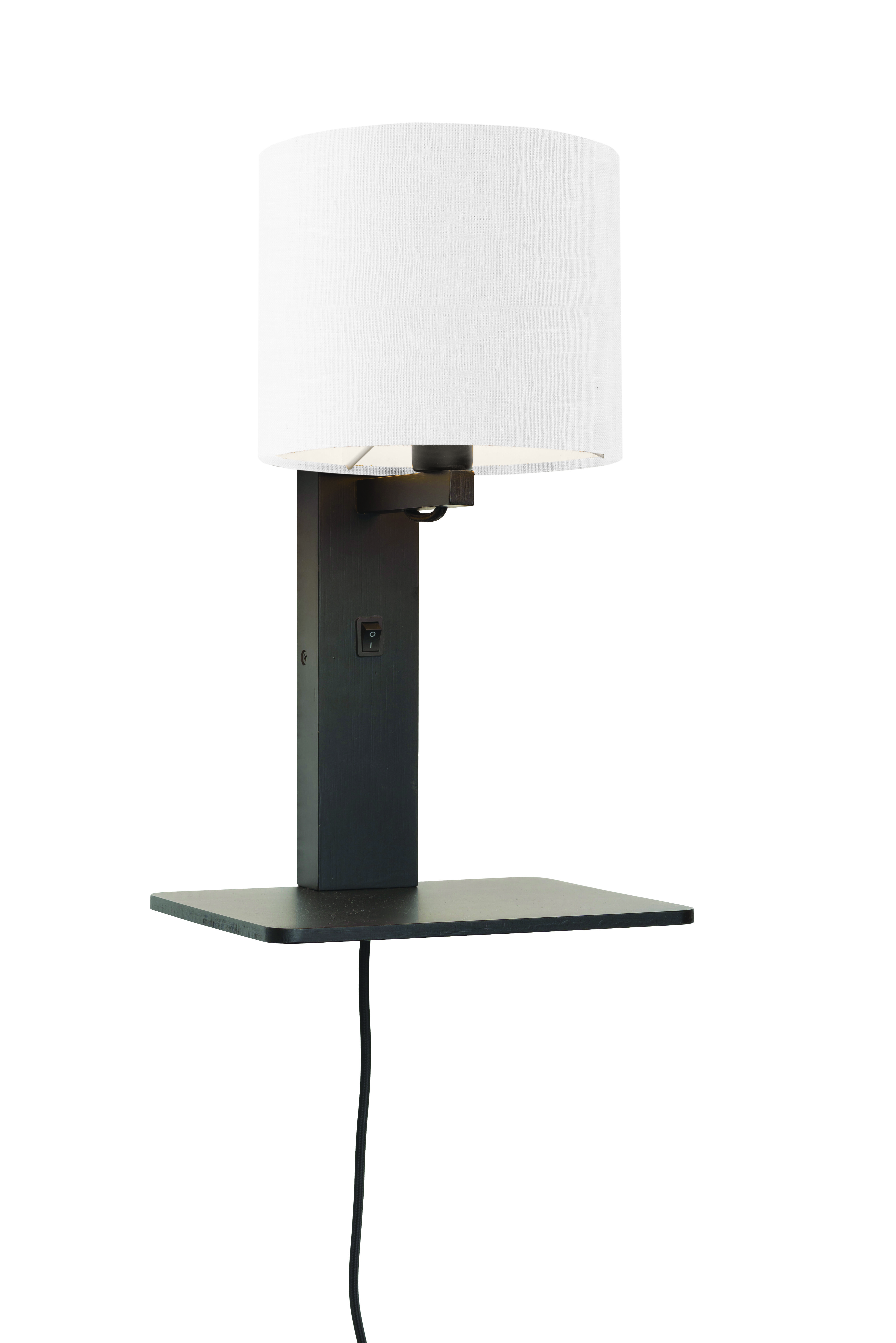 GOOD&MOJO Wandlamp 'Andes' Bamboe en Eco linnen, Met plank, kleur Wit