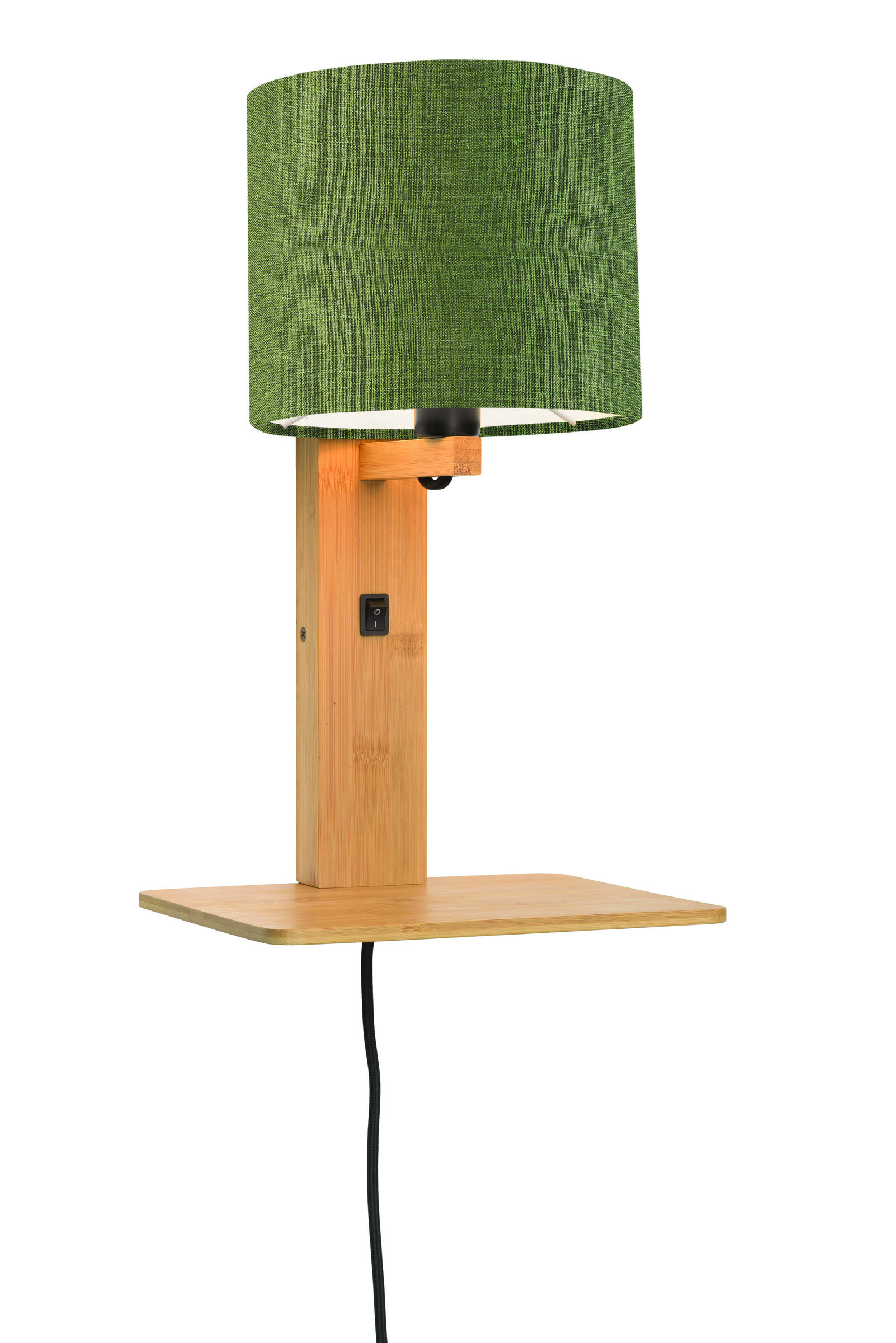 GOOD&MOJO Wandlamp 'Andes' Bamboe en Eco linnen, Met plank, kleur Groen/Naturel