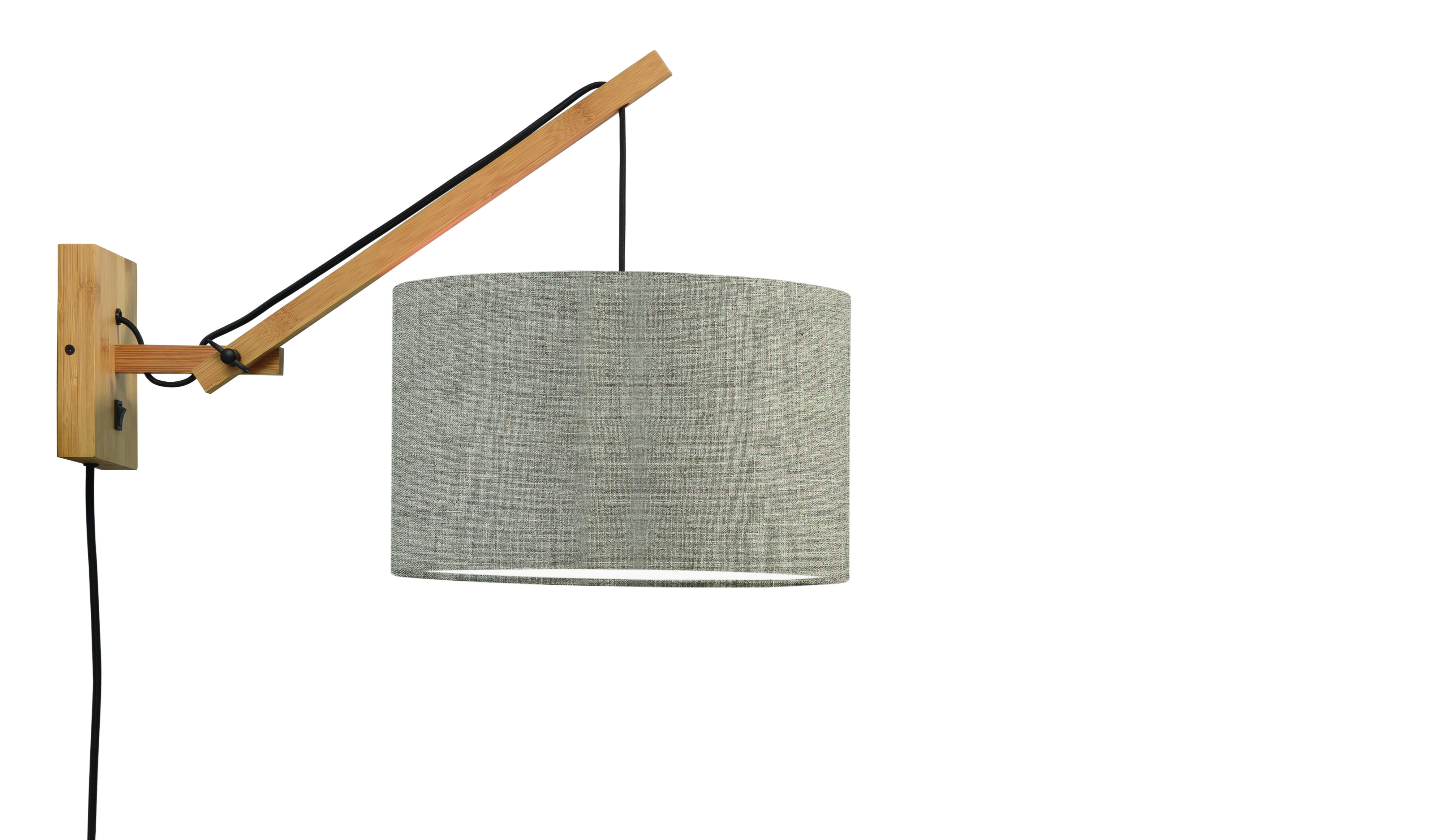 GOOD&MOJO Wandlamp 'Andes' Small, Bamboe en Eco linnen, kleur Donkerbeige/Naturel