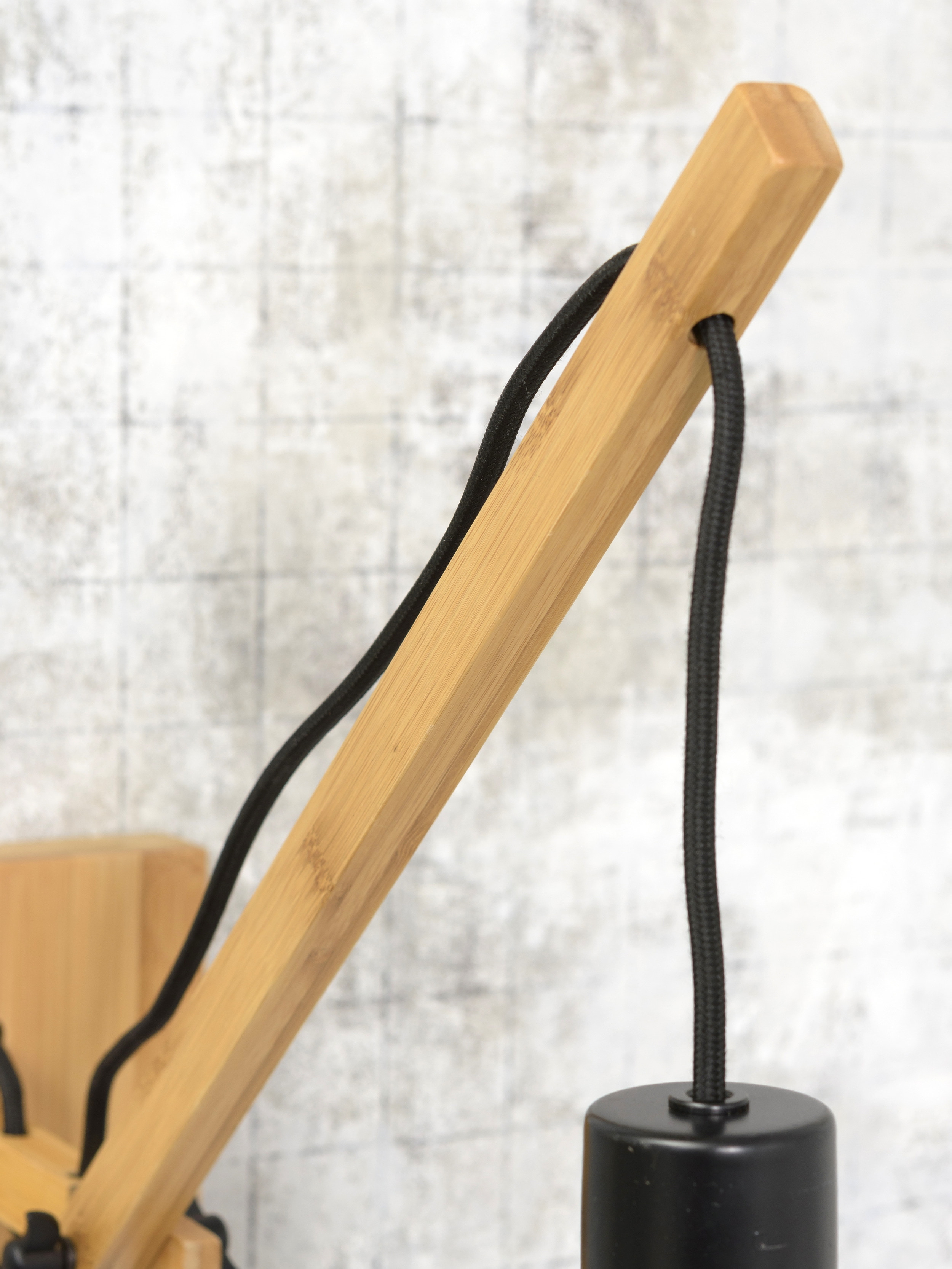 GOOD&MOJO Wandlamp 'Andes' Small, Bamboe en Eco linnen, kleur Donkerbeige/Naturel