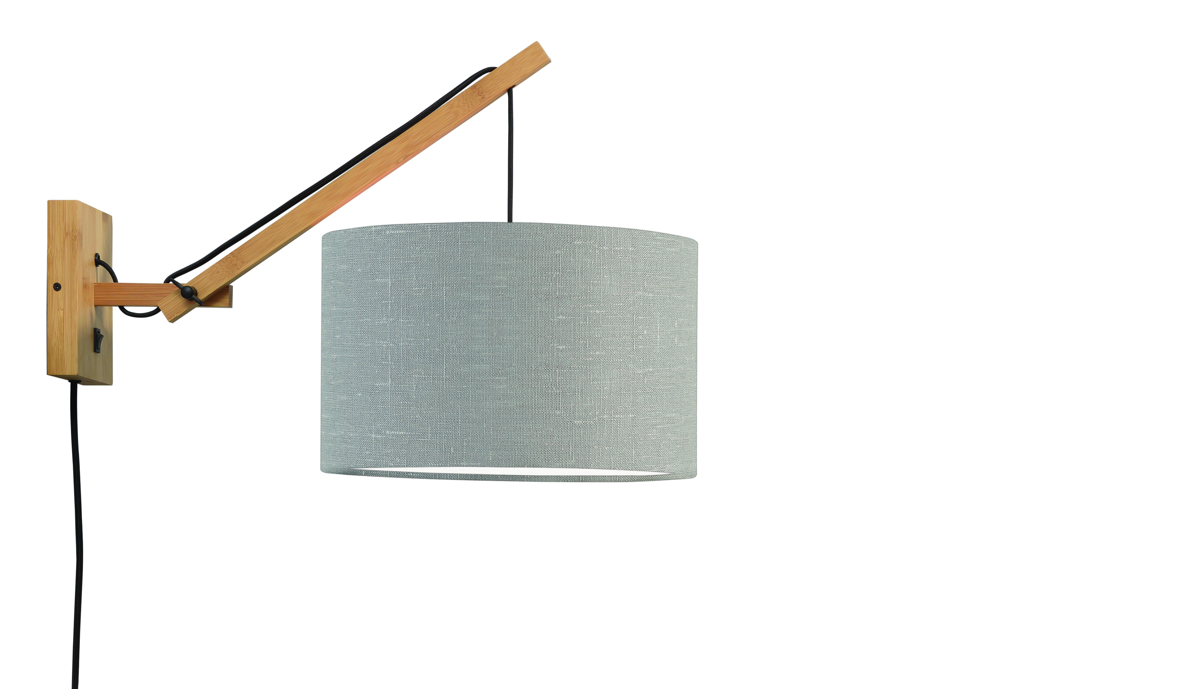 GOOD&MOJO Wandlamp 'Andes' Small, Bamboe en Eco linnen, kleur Lichtgrijs/Naturel