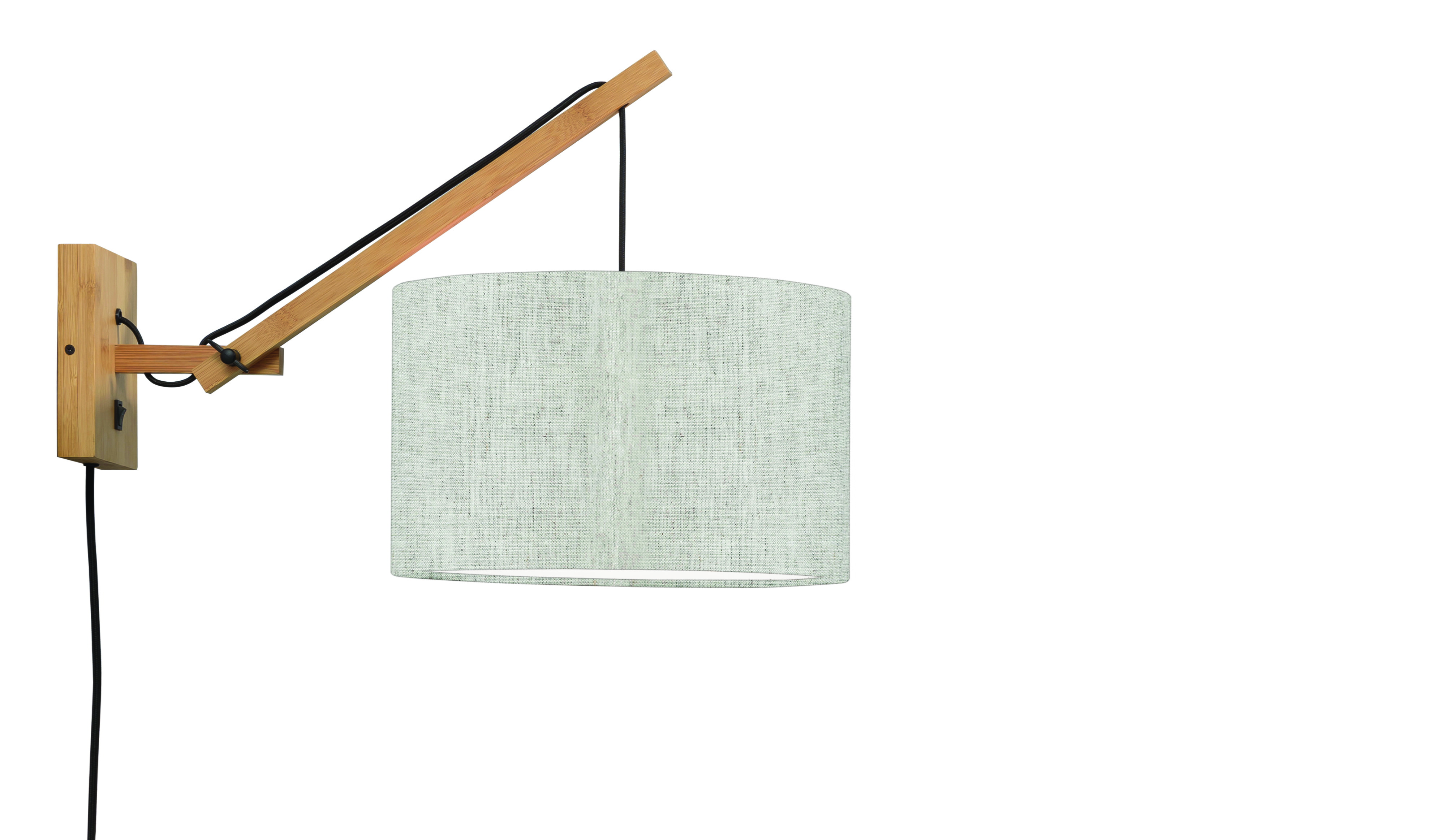 GOOD&MOJO Wandlamp 'Andes' Small, Bamboe en Eco linnen, kleur Beige/Naturel