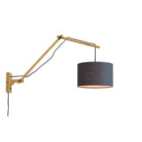 GOOD&MOJO Wandlamp 'Andes' Large, Bamboe en Eco linnen, kleur Donkergrijs/Naturel