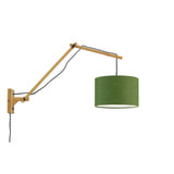 GOOD&MOJO Wandlamp 'Andes' Large, Bamboe en Eco linnen, kleur Groen/Naturel