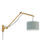 GOOD&MOJO Wandlamp 'Andes' Large, Bamboe en Eco linnen, kleur Lichtgrijs/Naturel