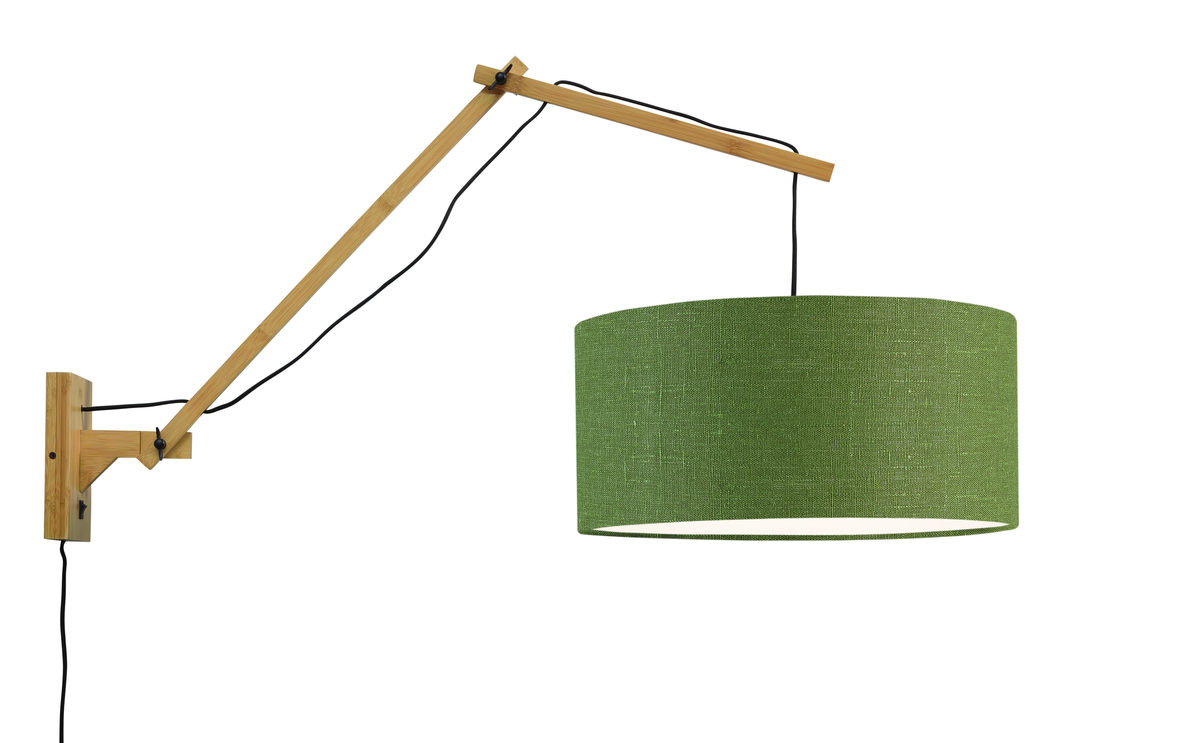 GOOD&MOJO Wandlamp 'Andes' Large, Bamboe en Eco linnen, kleur Groen/Naturel