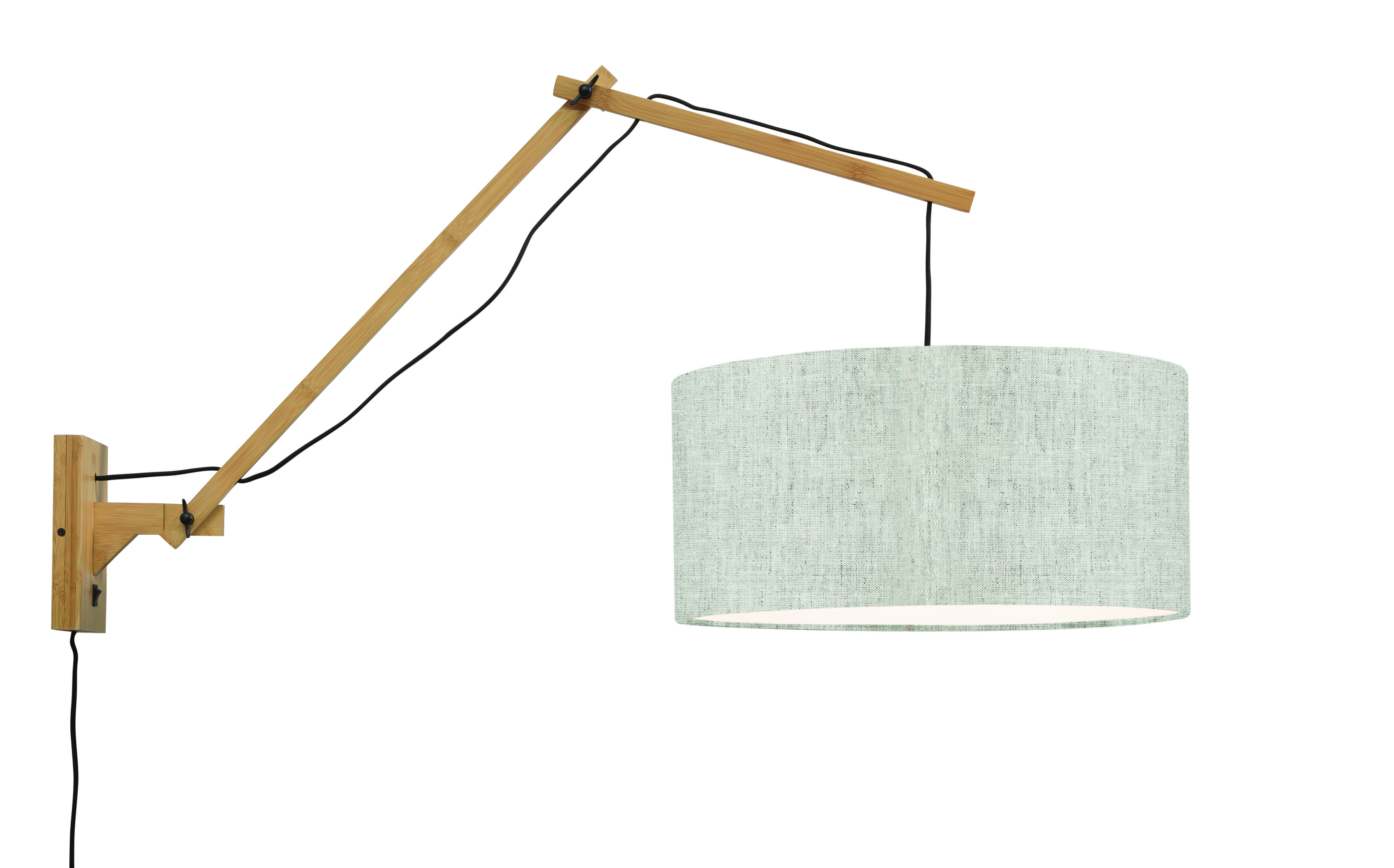 GOOD&MOJO Wandlamp 'Andes' Large, Bamboe en Eco linnen, kleur Beige/Naturel
