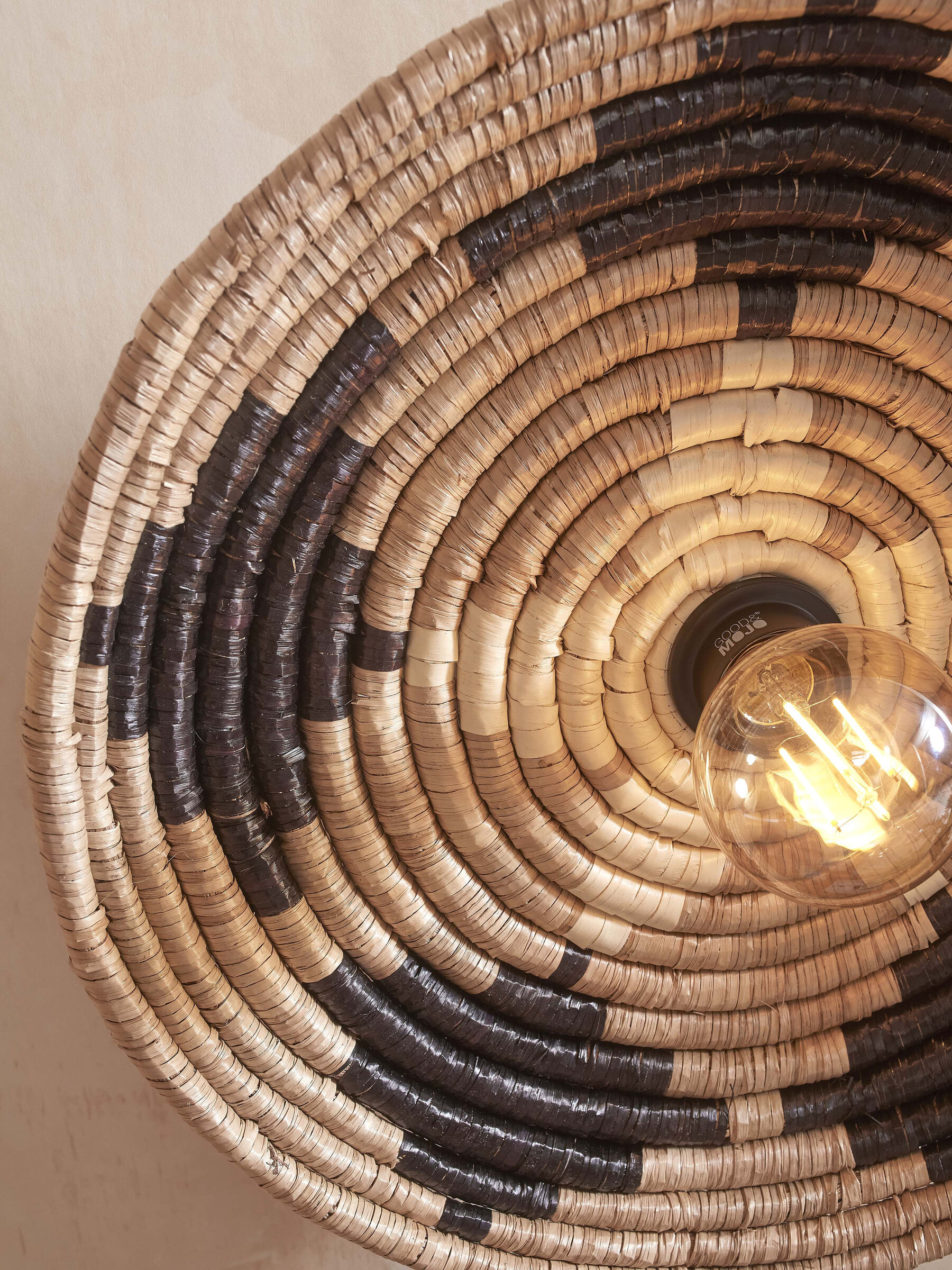 GOOD&MOJO Wandlamp 'Andros' 45cm, kleur Zwart/Naturel/Wit