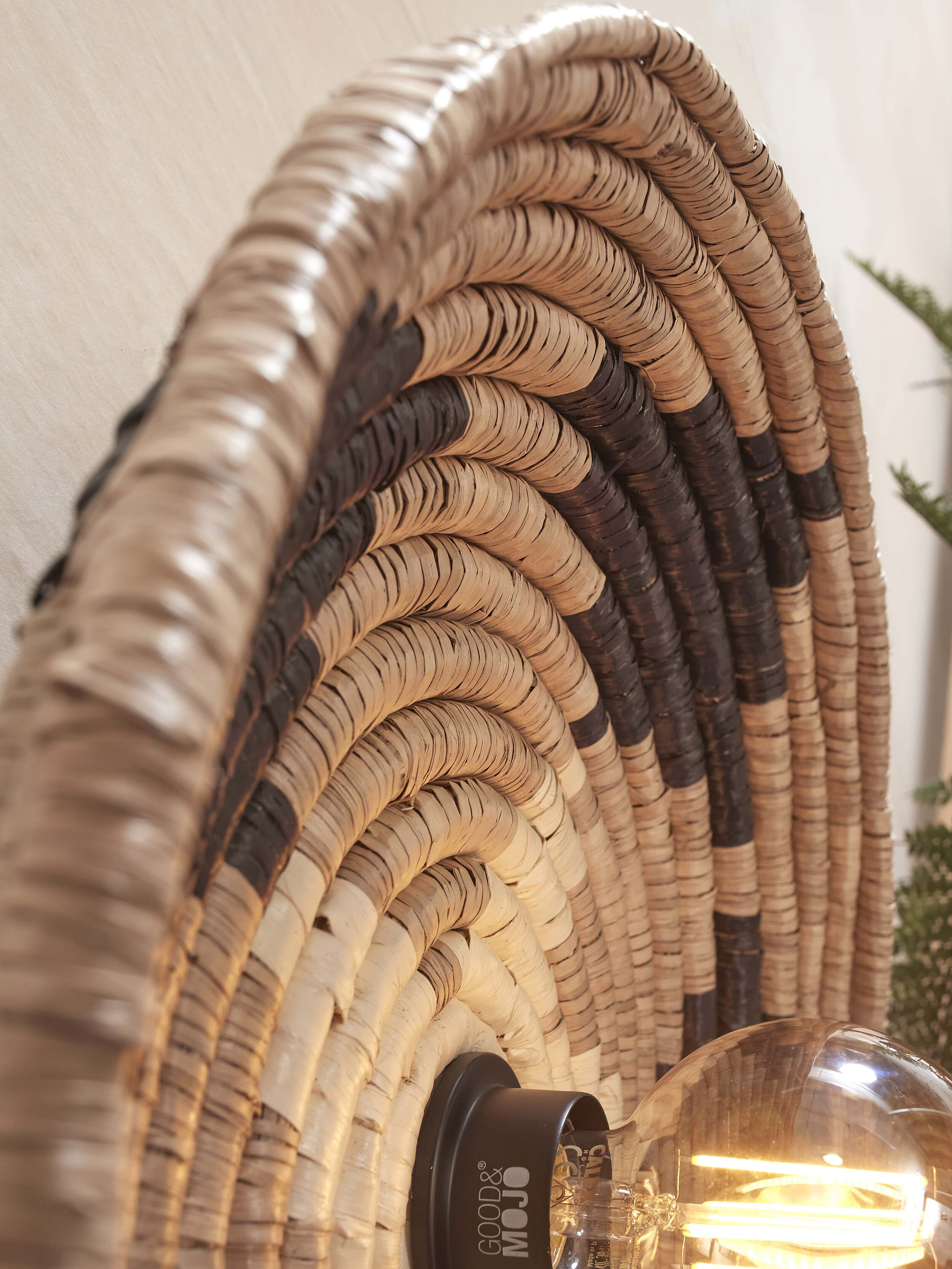 GOOD&MOJO Wandlamp 'Andros' 45cm, kleur Zwart/Naturel/Wit