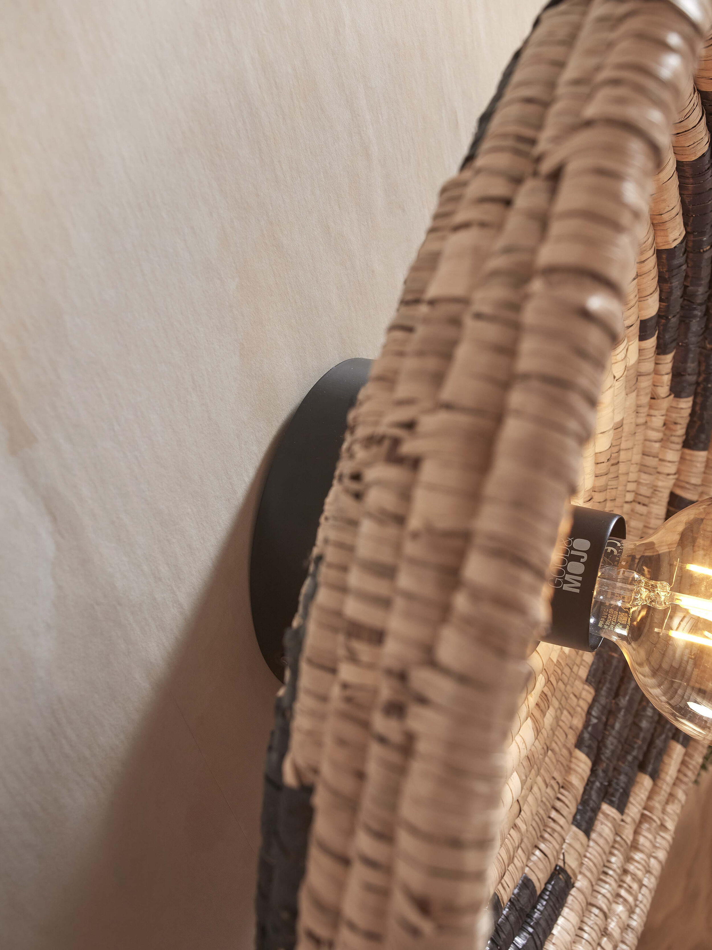 GOOD&MOJO Wandlamp 'Andros' 45cm, kleur Zwart/Naturel/Wit