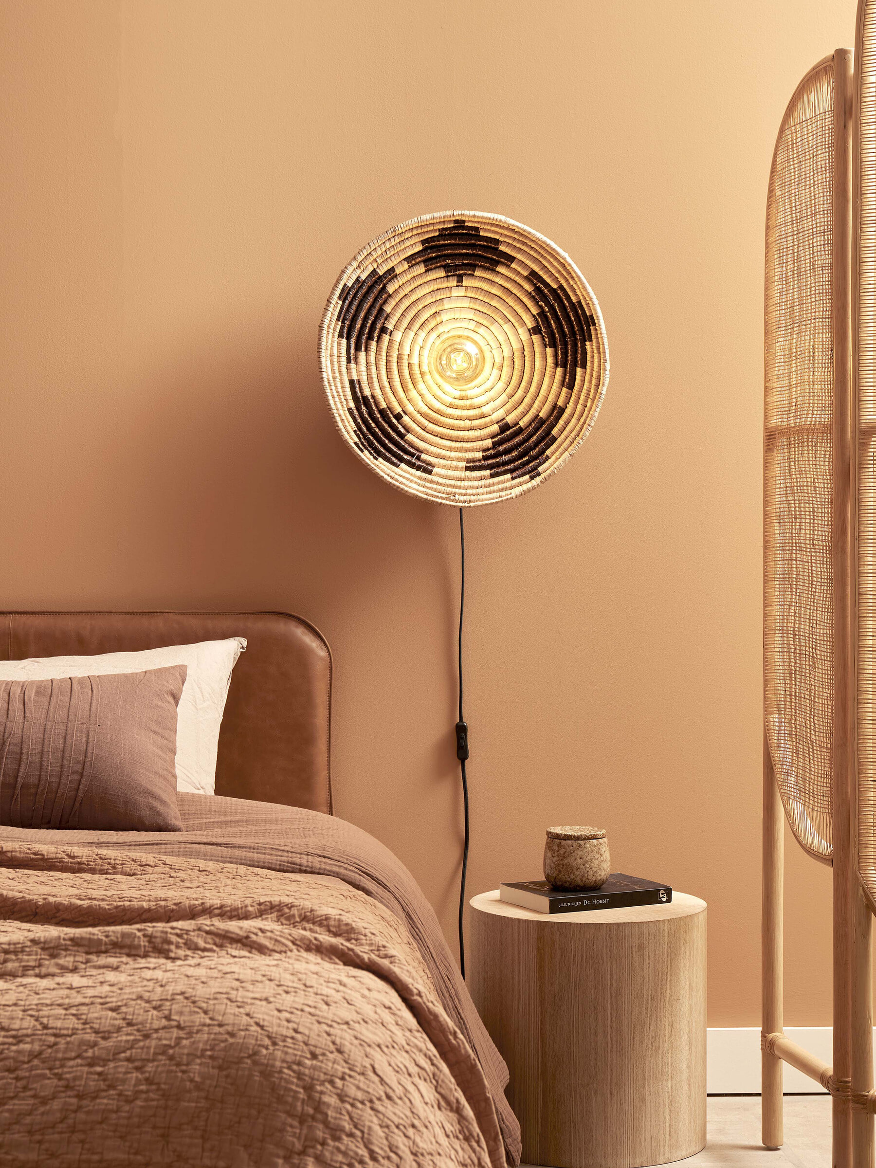 GOOD&MOJO Wandlamp 'Andros' 45cm, kleur Zwart/Naturel/Wit