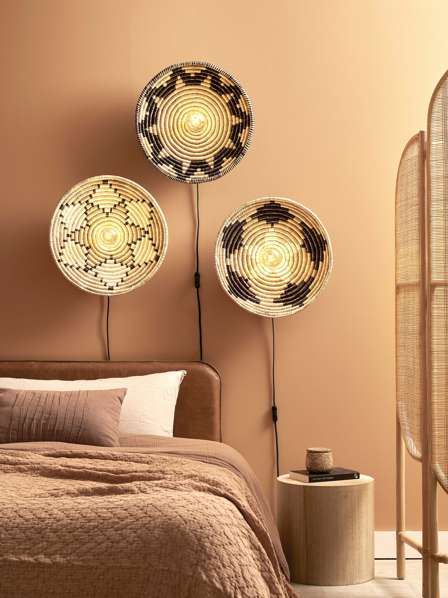 GOOD&MOJO Wandlamp 'Andros' 45cm, kleur Zwart/Naturel/Wit