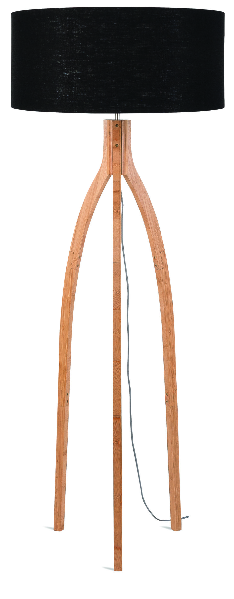 GOOD&MOJO Vloerlamp 'Annapurna' Bamboe en Eco linnen, kleur Zwart