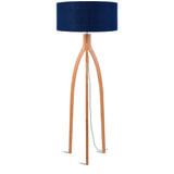 Good&Mojo Vloerlamp 'Annapurna' Bamboe en Eco linnen, kleur Denimblauw
