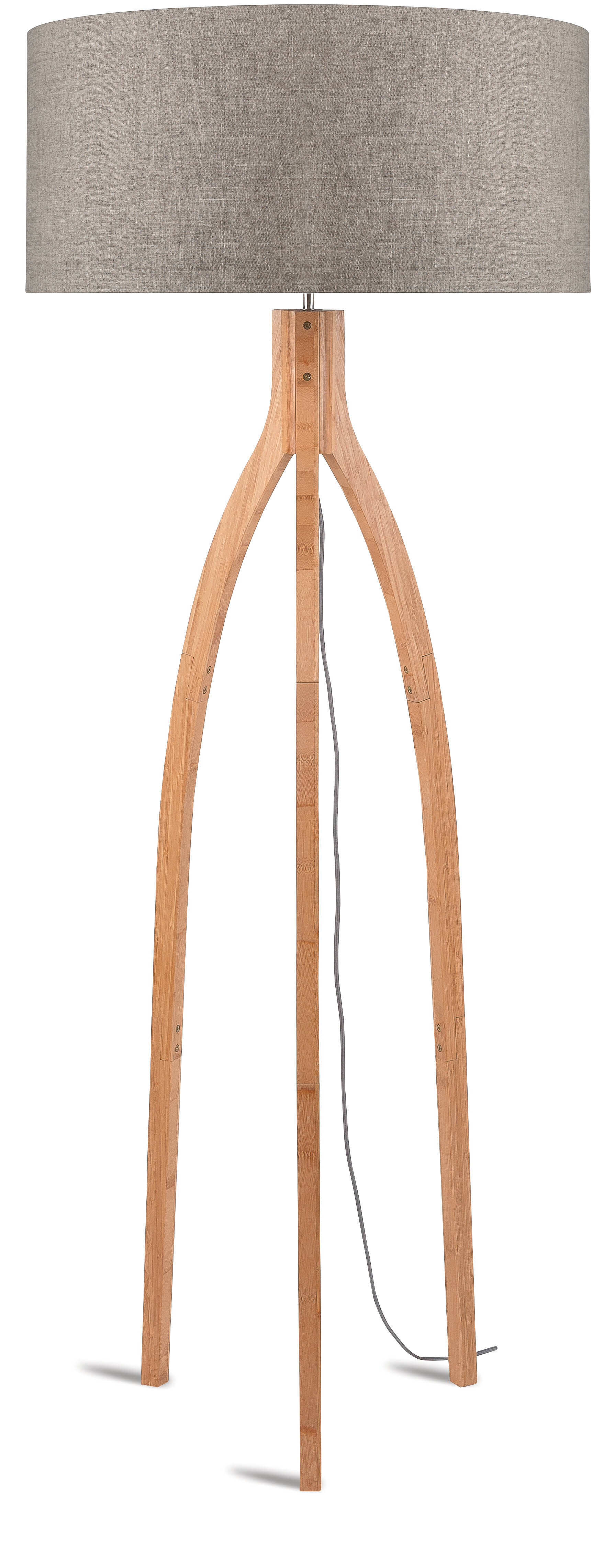 Good&Mojo Vloerlamp 'Annapurna' Bamboe en Eco linnen, kleur Donkerbeige