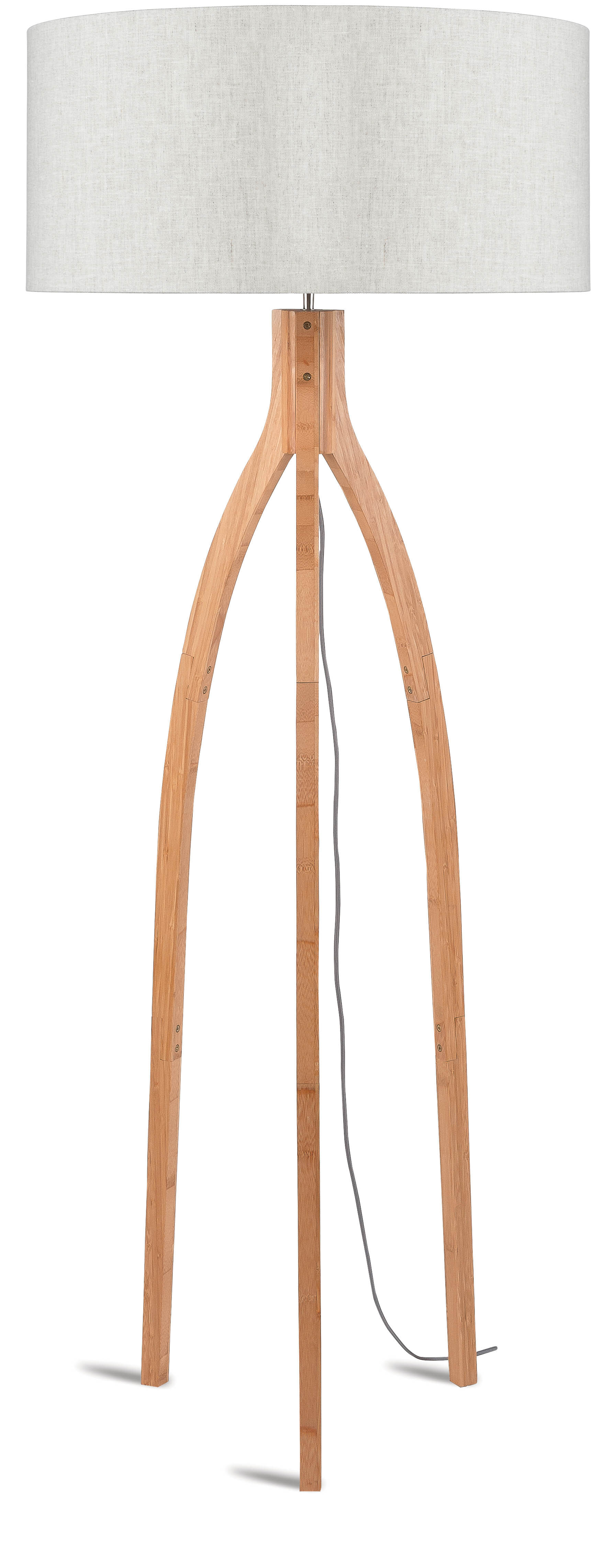 Good&Mojo Vloerlamp 'Annapurna' Bamboe en Eco linnen, kleur Beige