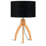 Good&Mojo Tafellamp 'Annapurna' Bamboe en Eco linnen, kleur Zwart