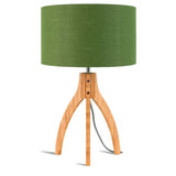 Good&Mojo Tafellamp 'Annapurna' Bamboe en Eco linnen, kleur Groen