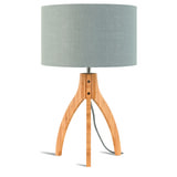 Good&Mojo Tafellamp 'Annapurna' Bamboe en Eco linnen, kleur Lichtgrijs