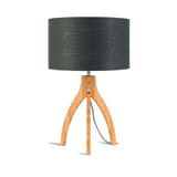 Good&Mojo Tafellamp 'Annapurna' Bamboe en Eco linnen, kleur Donkergrijs