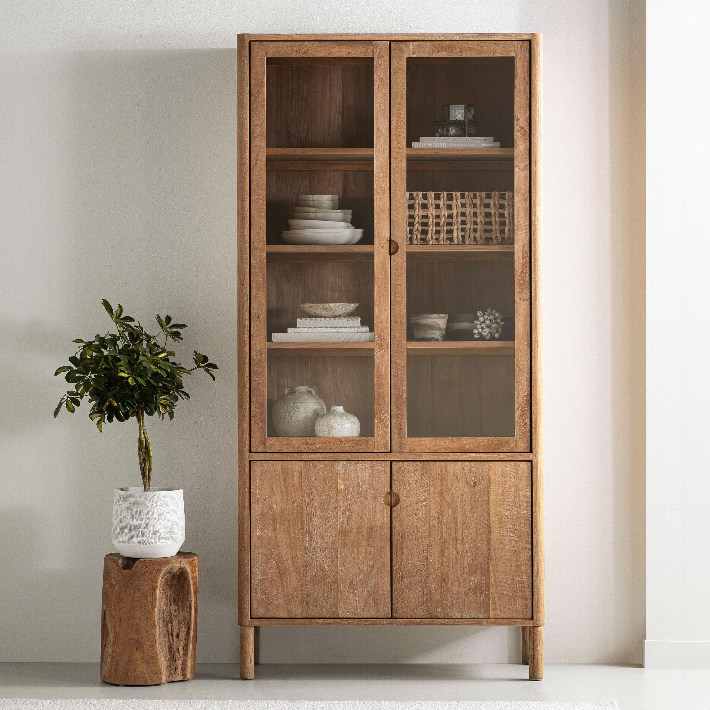 DTP Home Vitrinekast 'Apollo' Teakhout, 210 x 100cm