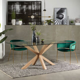 Kave Home Eettafel 'Argo' hout / glas, 180 x 100cm