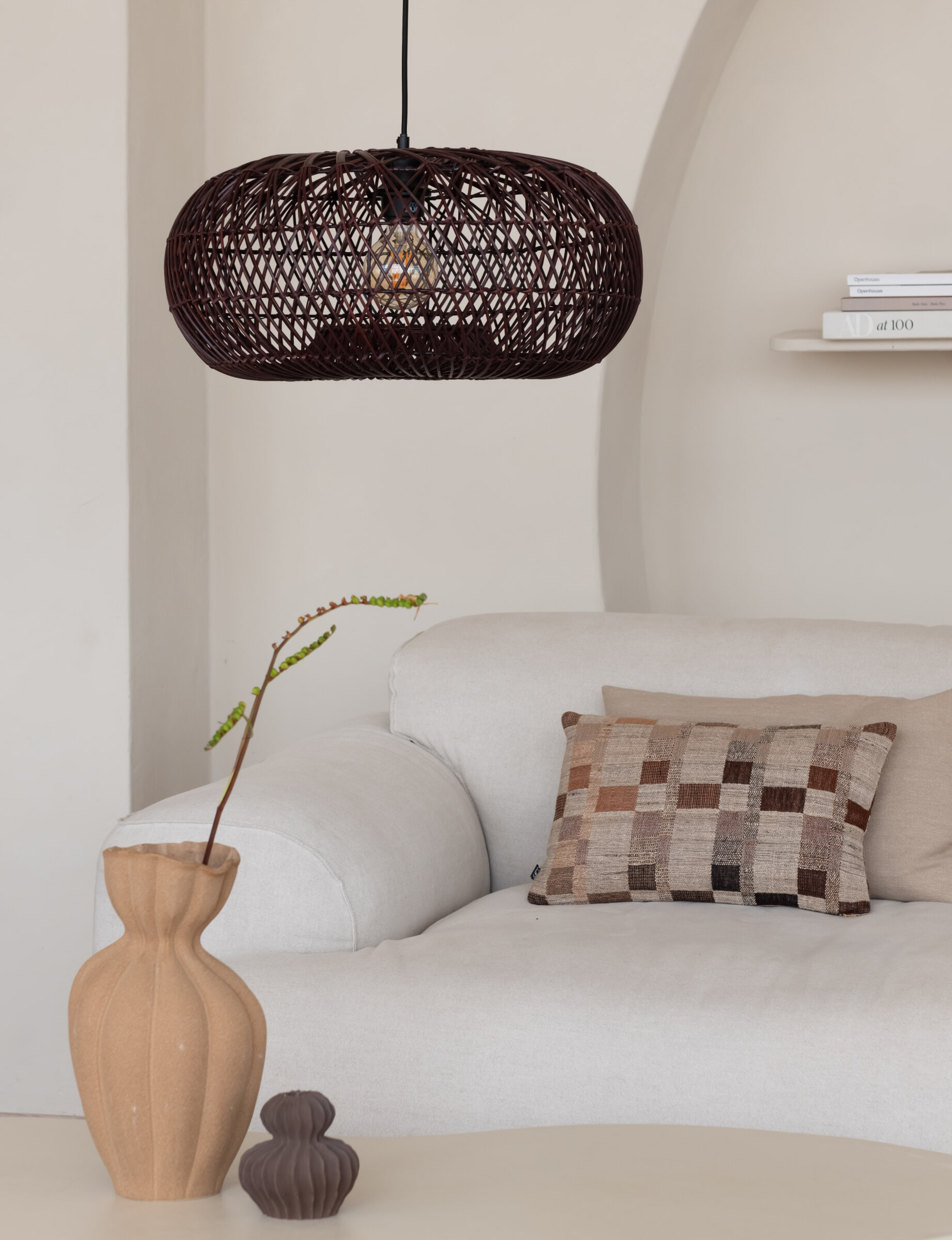 GOOD&MOJO Hanglamp 'Arizona' Bamboe, 50cm, kleur Burgundy