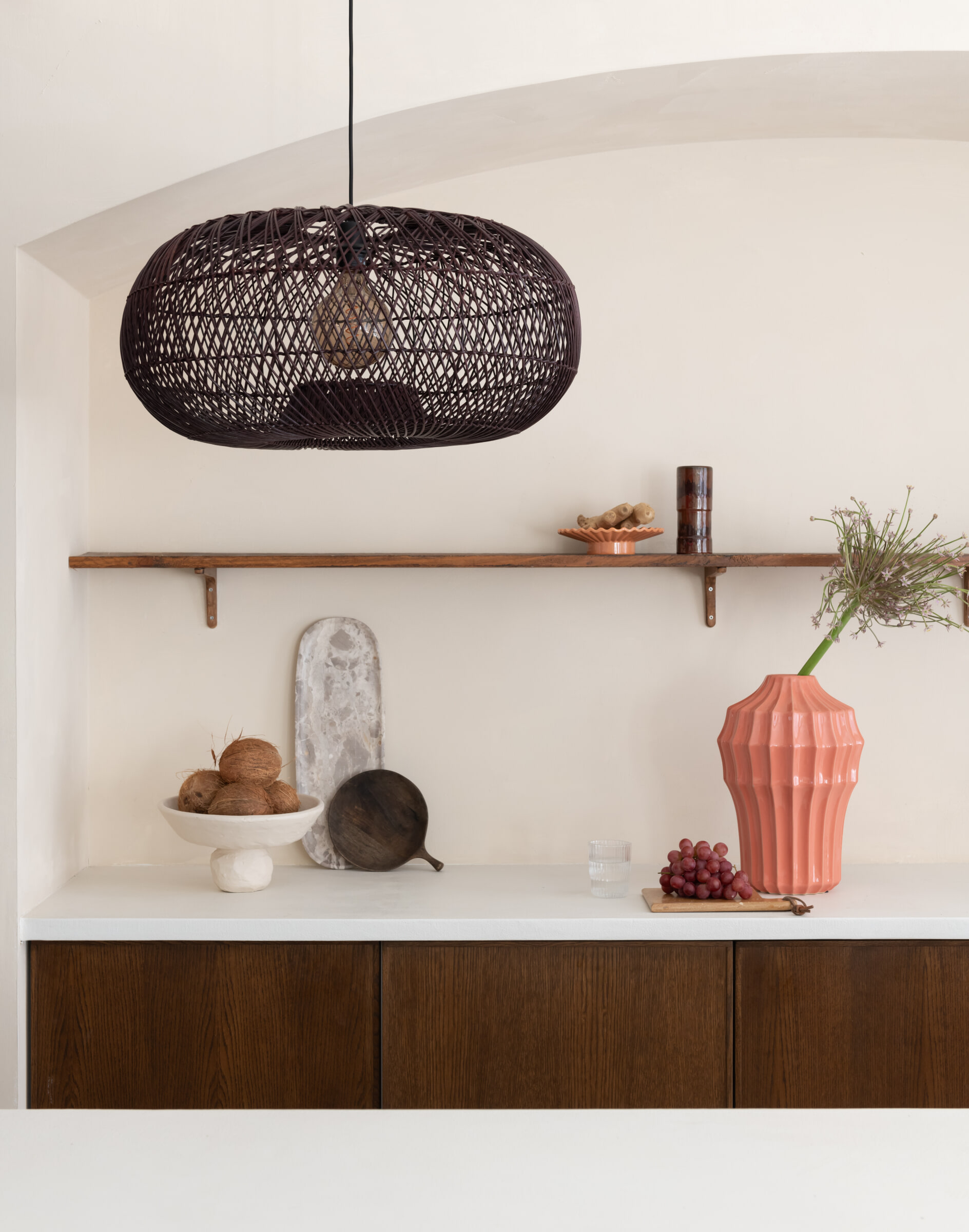 GOOD&MOJO Hanglamp 'Arizona' Bamboe, 50cm, kleur Burgundy