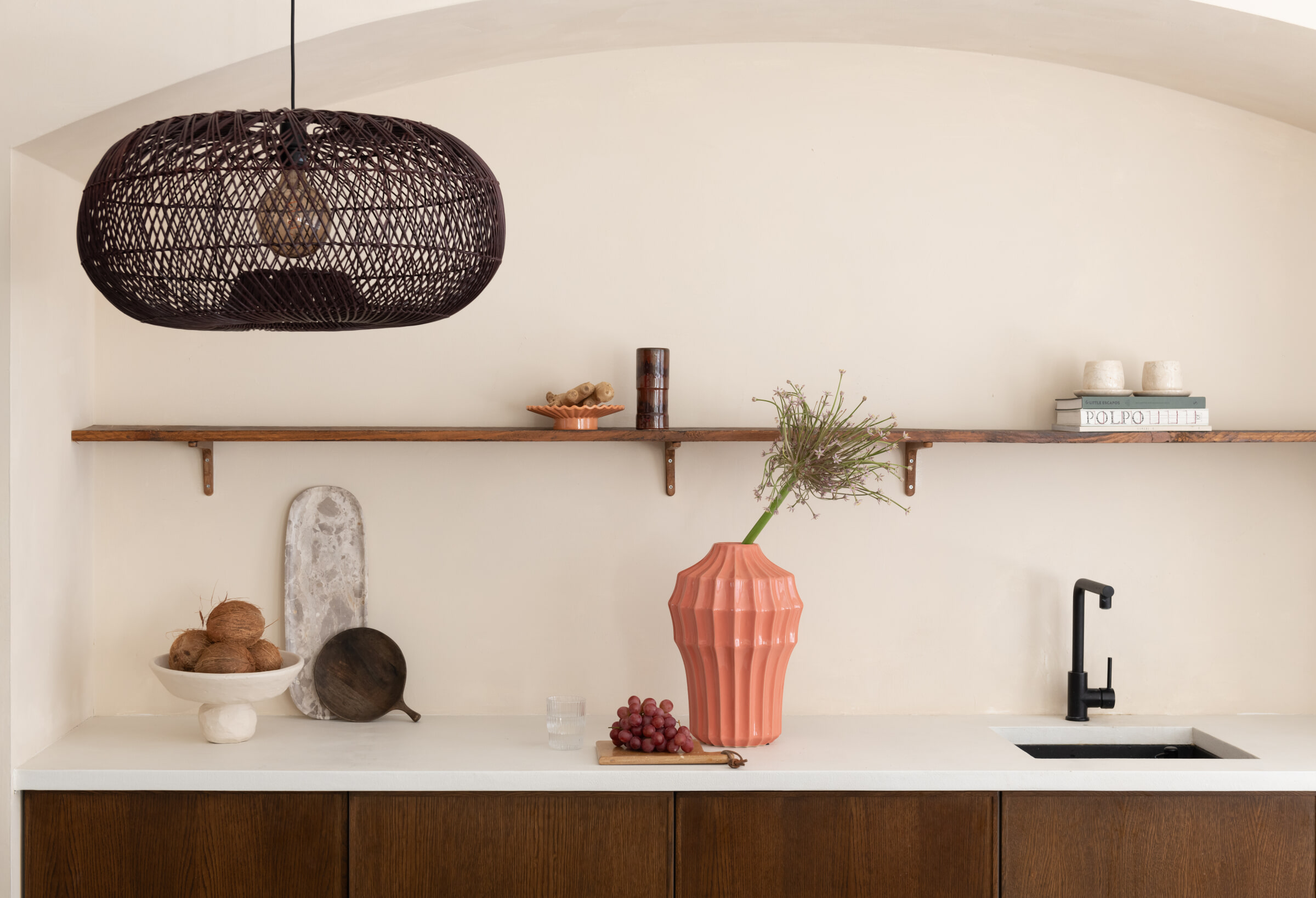 GOOD&MOJO Hanglamp 'Arizona' Bamboe, 50cm, kleur Burgundy
