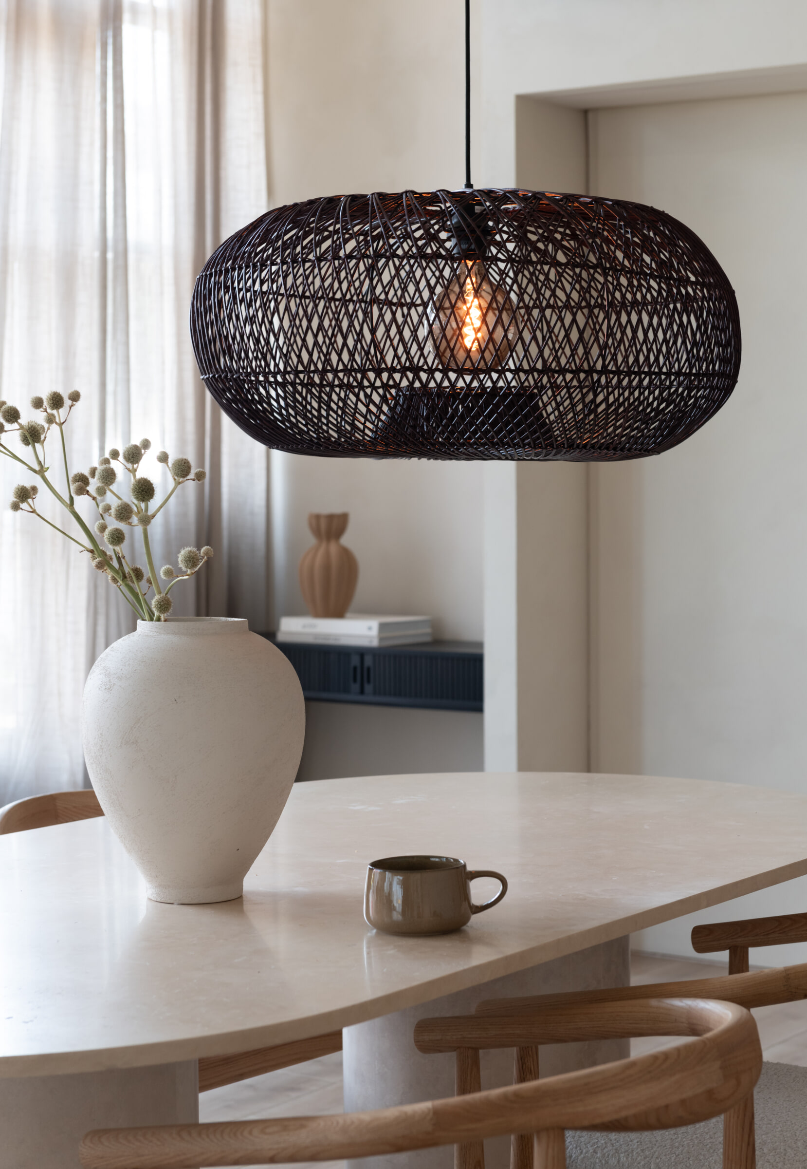 GOOD&MOJO Hanglamp 'Arizona' Bamboe, 70cm, kleur Burgundy