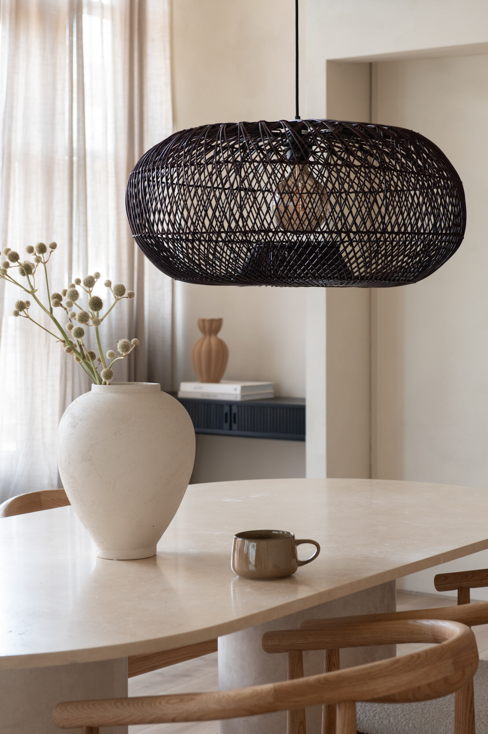 GOOD&MOJO Hanglamp 'Arizona' Bamboe, 70cm, kleur Burgundy