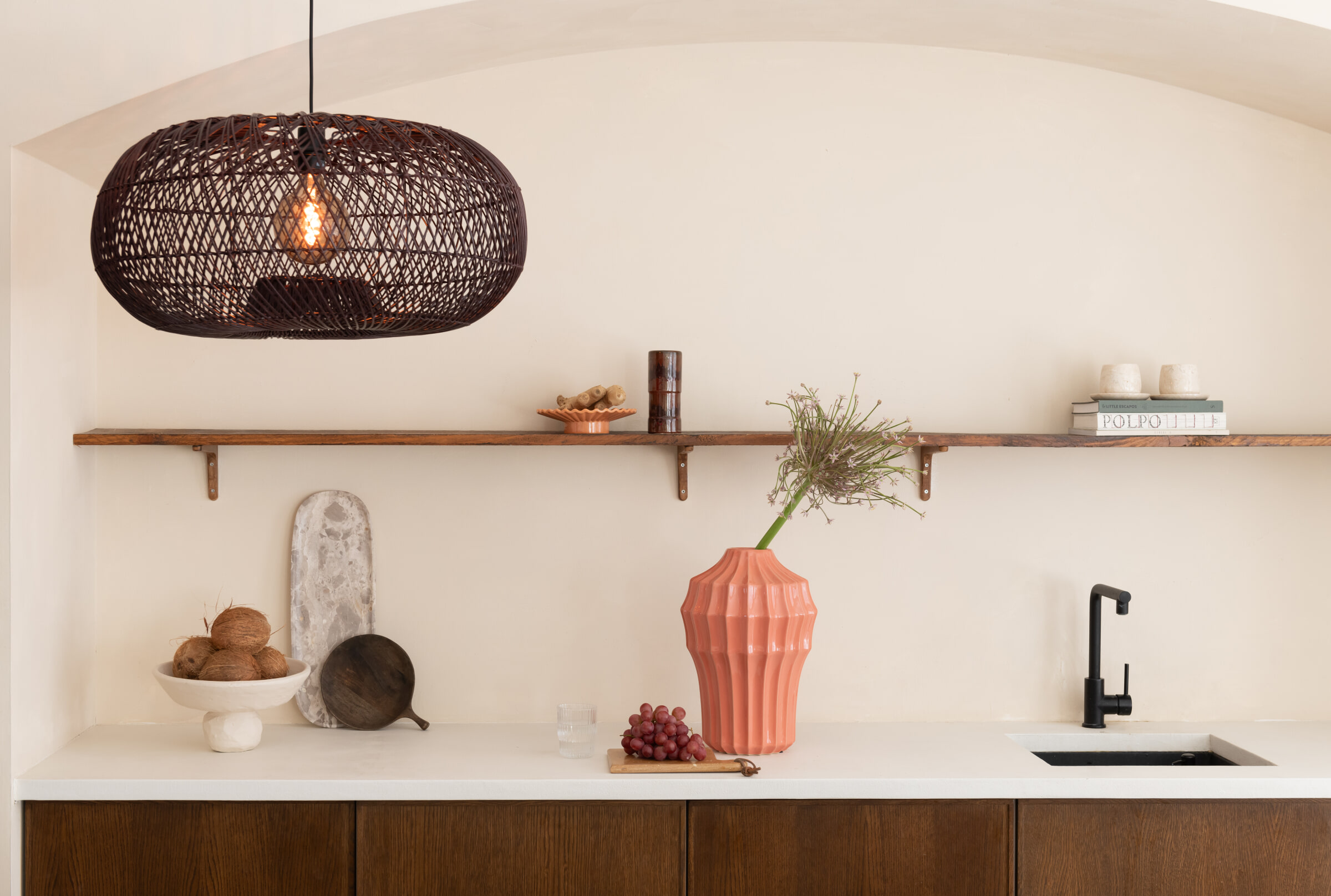 GOOD&MOJO Hanglamp 'Arizona' Bamboe, 70cm, kleur Burgundy