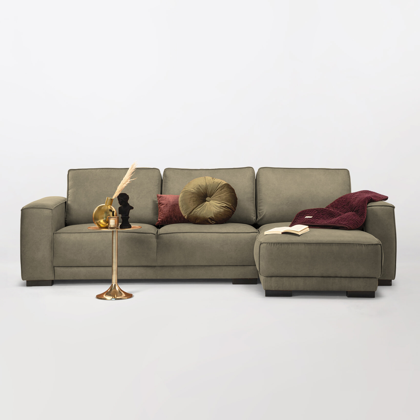Sohome Loungebank 'Stacie' Rechts, kleur army Sohome Loungebank 'Stacie' Rechts, kleur army