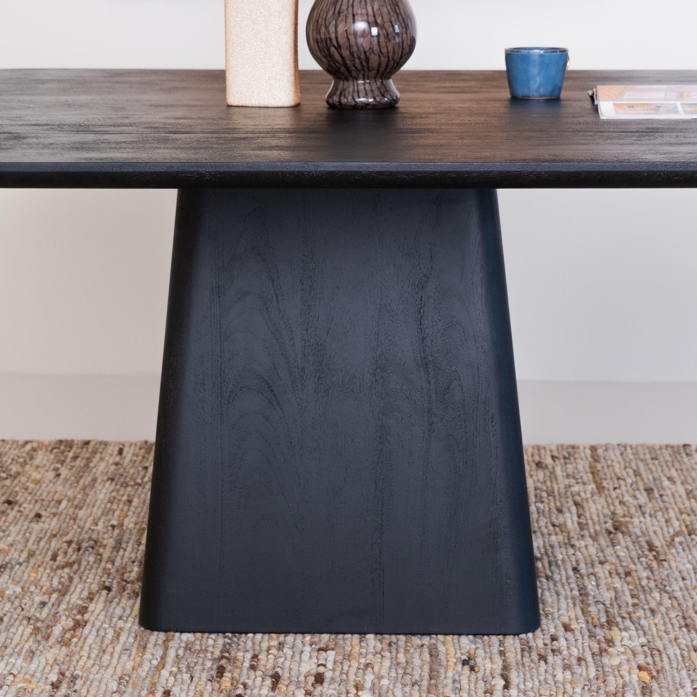 Eleonora Vierkante Eettafel 'Aron' Mangohout, 150 x 150cm, kleur Zwart