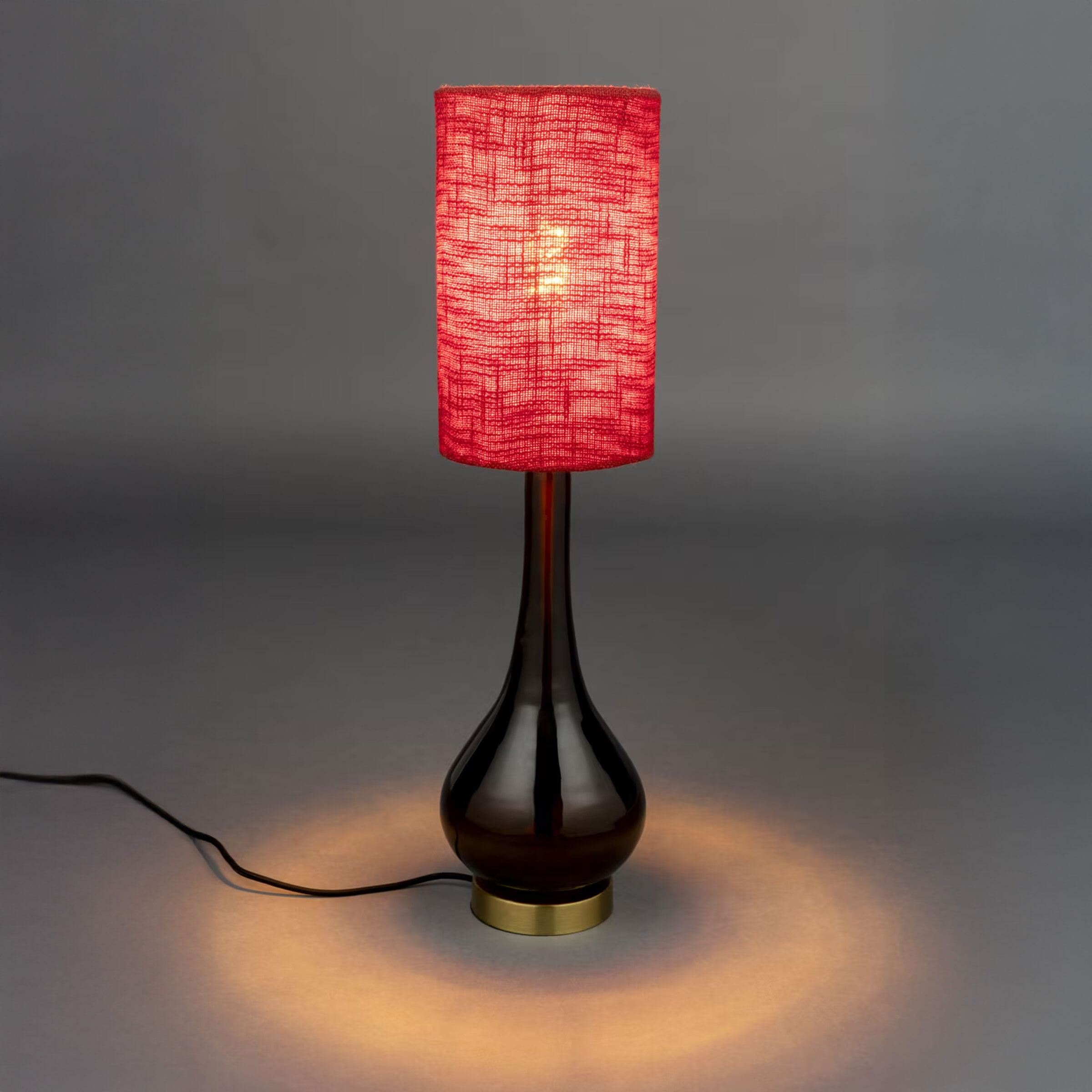 Dutchbone Tafellamp Jules Geweven stof en glas - Rood