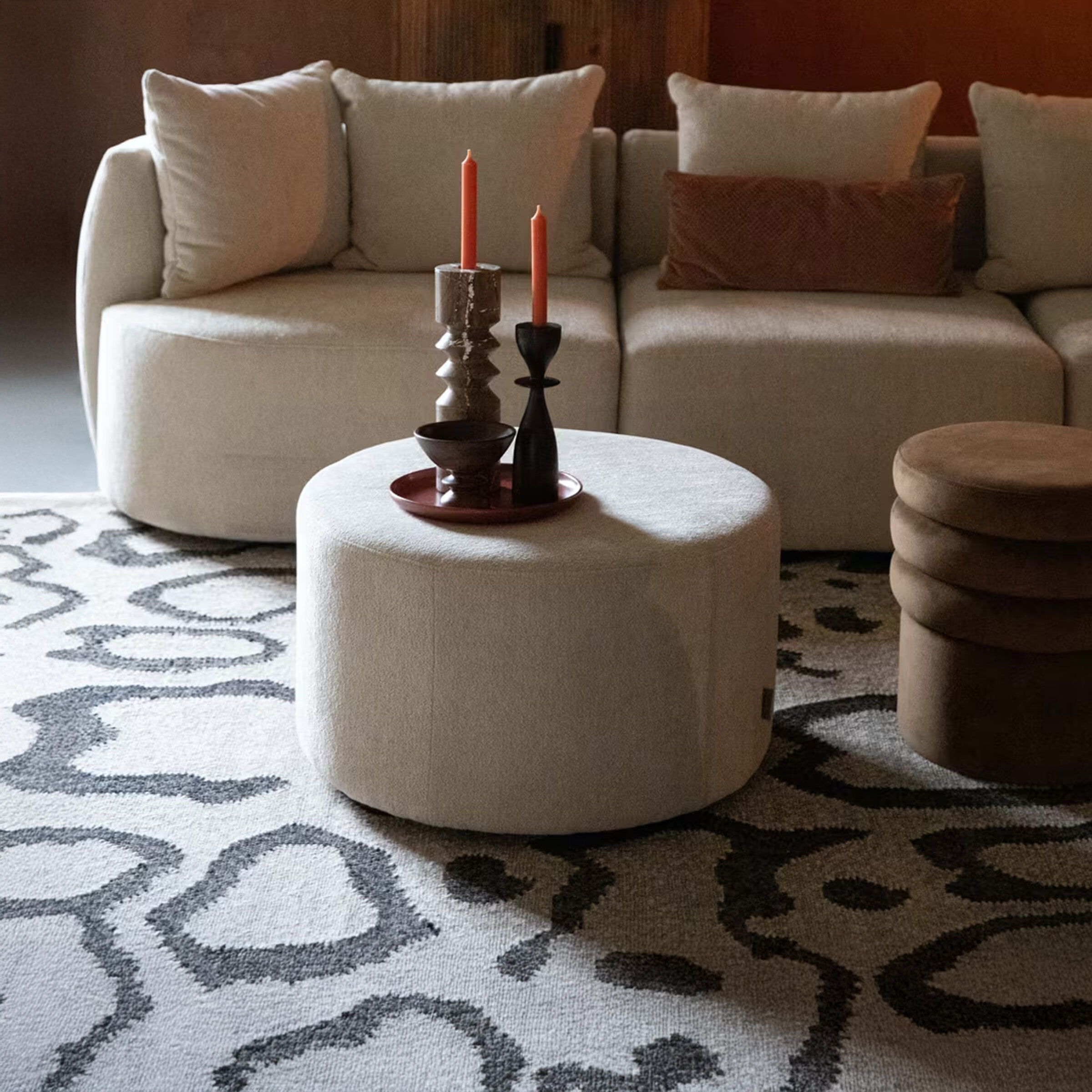 Dutchbone Poef 'Rocca' Geweven stof